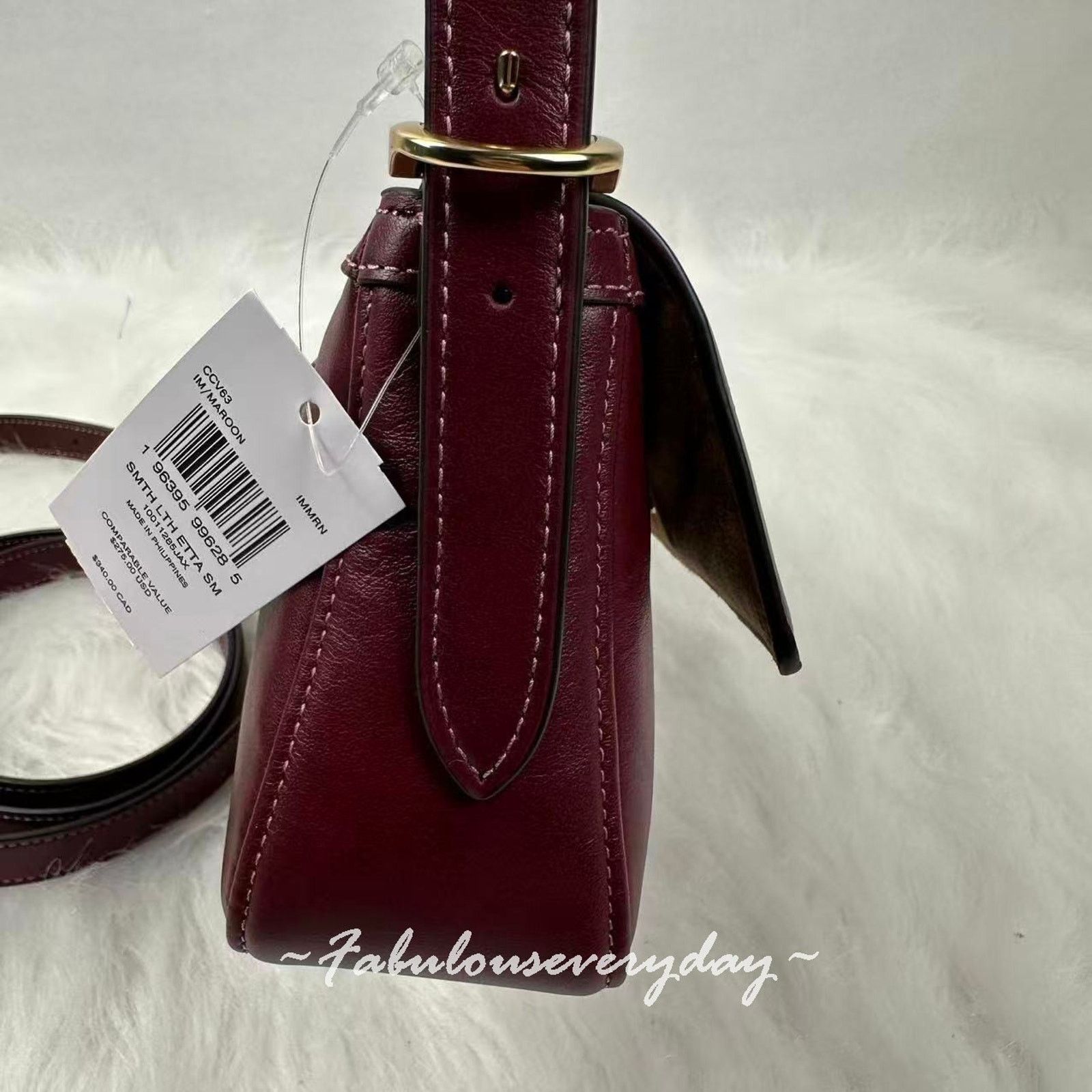 Coach Coach Etta Small Flap Shoulder Bag Leather Maroon Merlot Size ONE SIZE - 5 Thumbnail