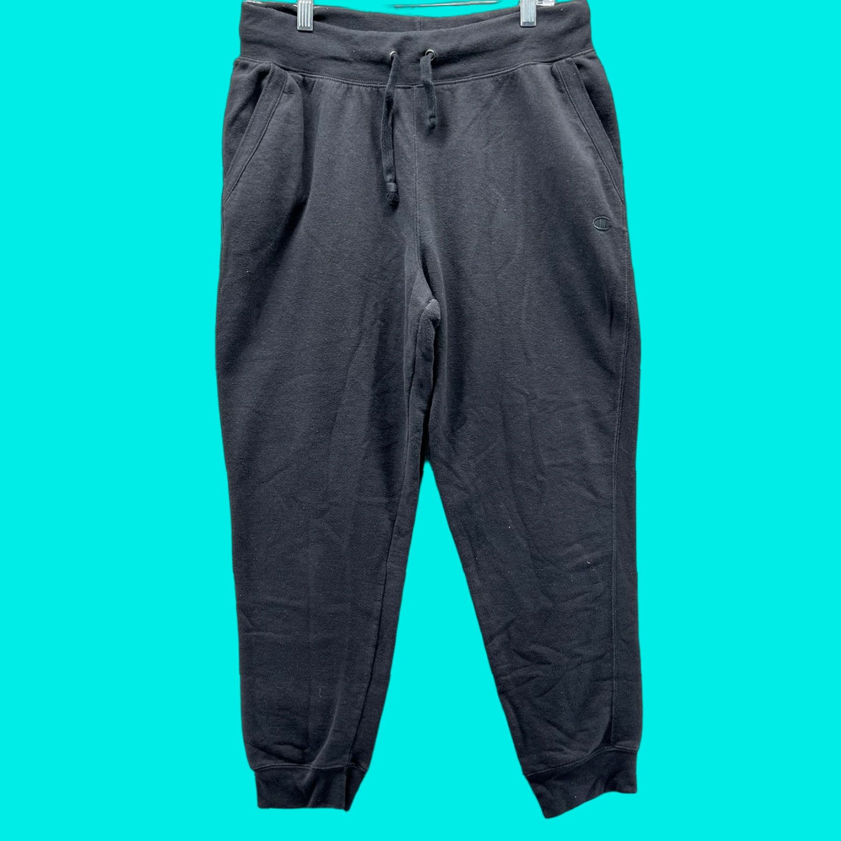 Champion Champion Pants Mens Large Black Fleece Jogger Sweatpants Drawstring Pockets Size US 33 - 1 Thumbnail