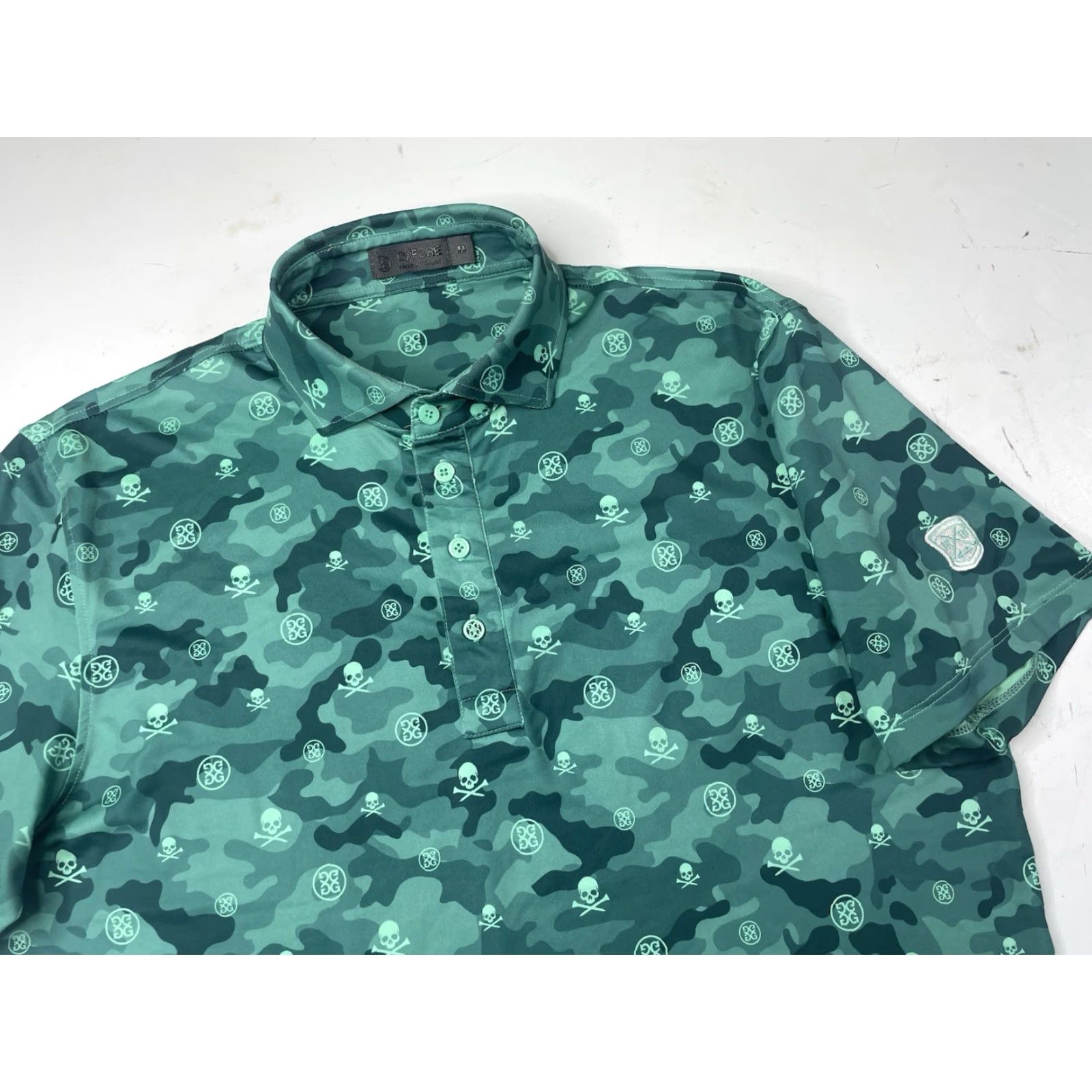 G/FORE G/FORE Polo Shirt Men M Short Sleeve Camouflage Skulls & Tees Performance Fabric Green Outdoor Golf Shirt Size US M / EU 48-50 / 2 - 2 Thumbnail