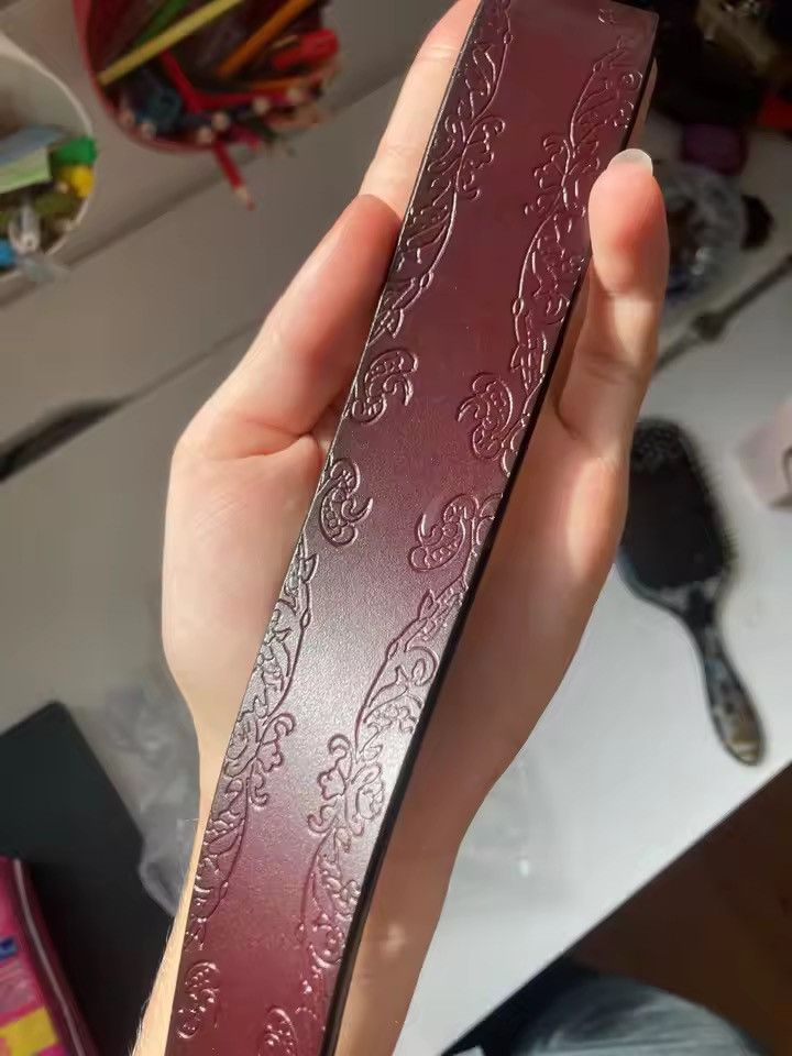 Japanese Brand Floral Embossed Leather Casual Belt 100 cm Size ONE SIZE - 3 Thumbnail