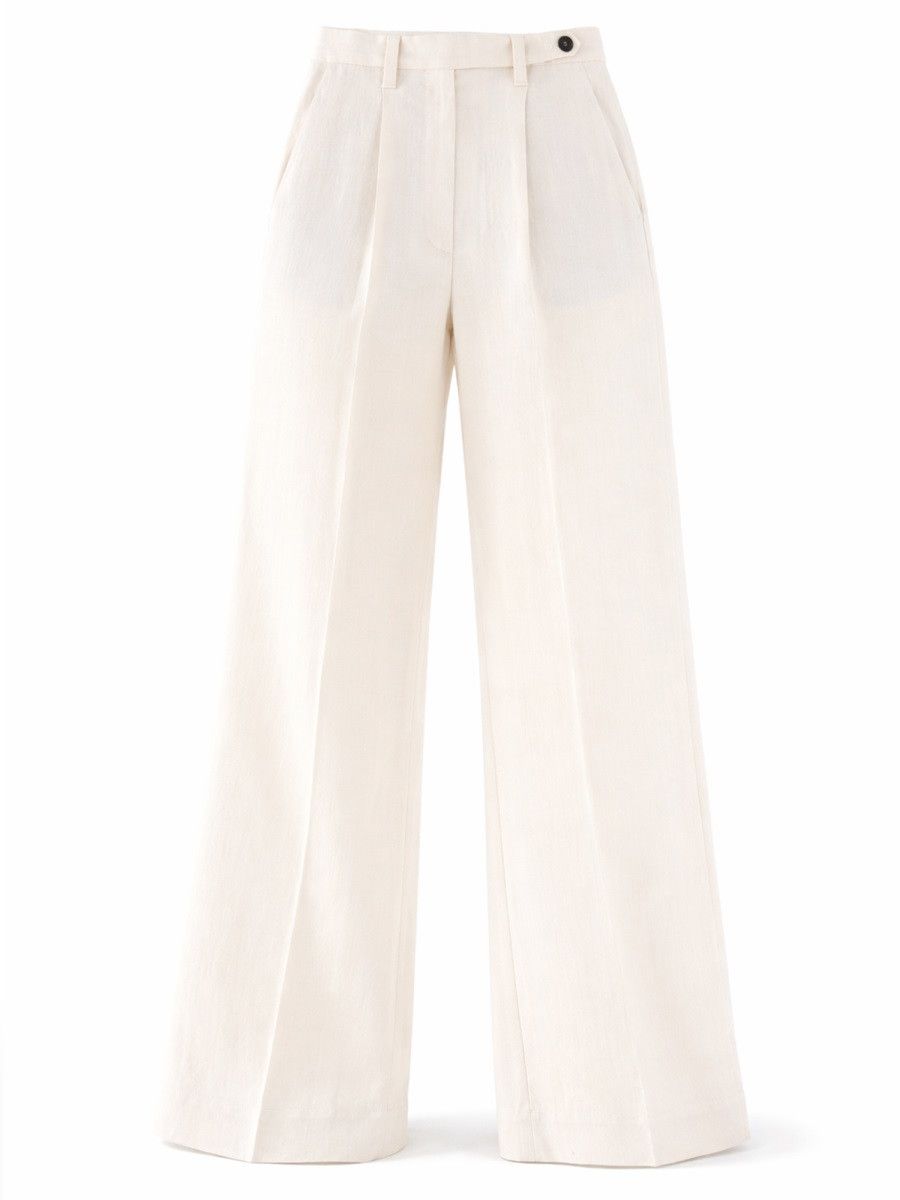 Brunello Cucinelli BRUNELLO CUCINELLI LINEN BLEND TAILORED PANTS - IVOR (IT 42) Size 42" / US 20 - 1 Thumbnail