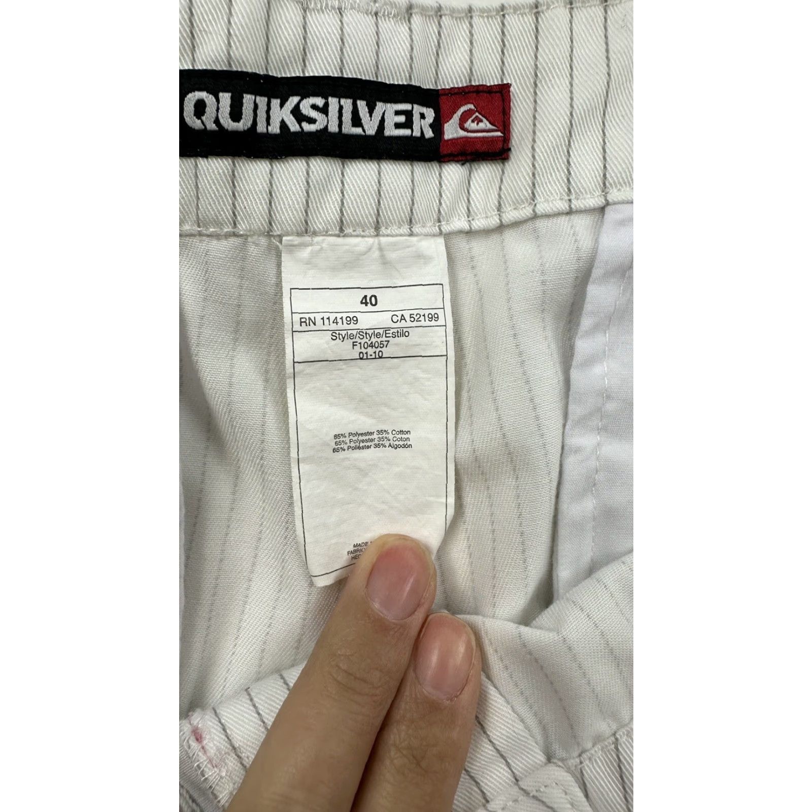 Quiksilver VINTAGE Quiksilver Shorts Men’s 40 White Pin Striped Baggy Size US 40 / EU 56 - 6 Thumbnail