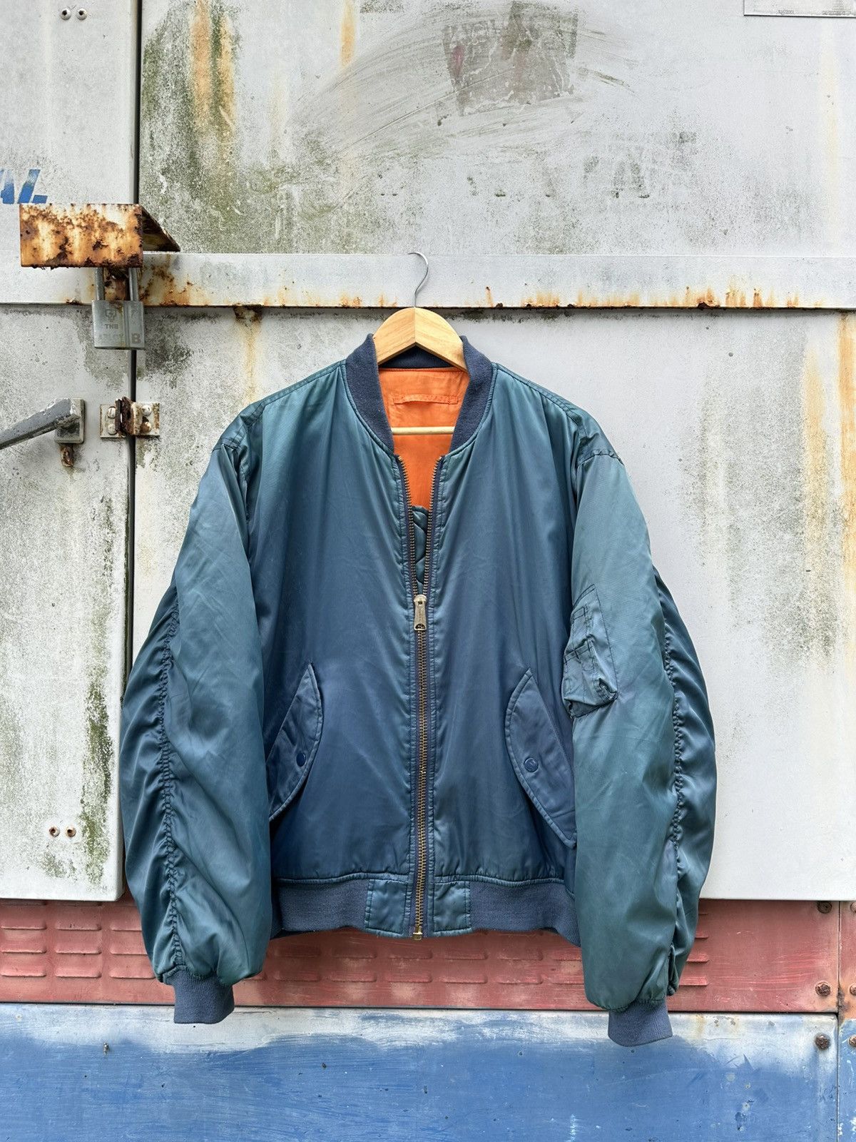 Vintage 🪖Vintage Faded Phantom MA-1 Man Intermediate Bomber Jacket Size US L / EU 52-54 / 3 - 2 Thumbnail