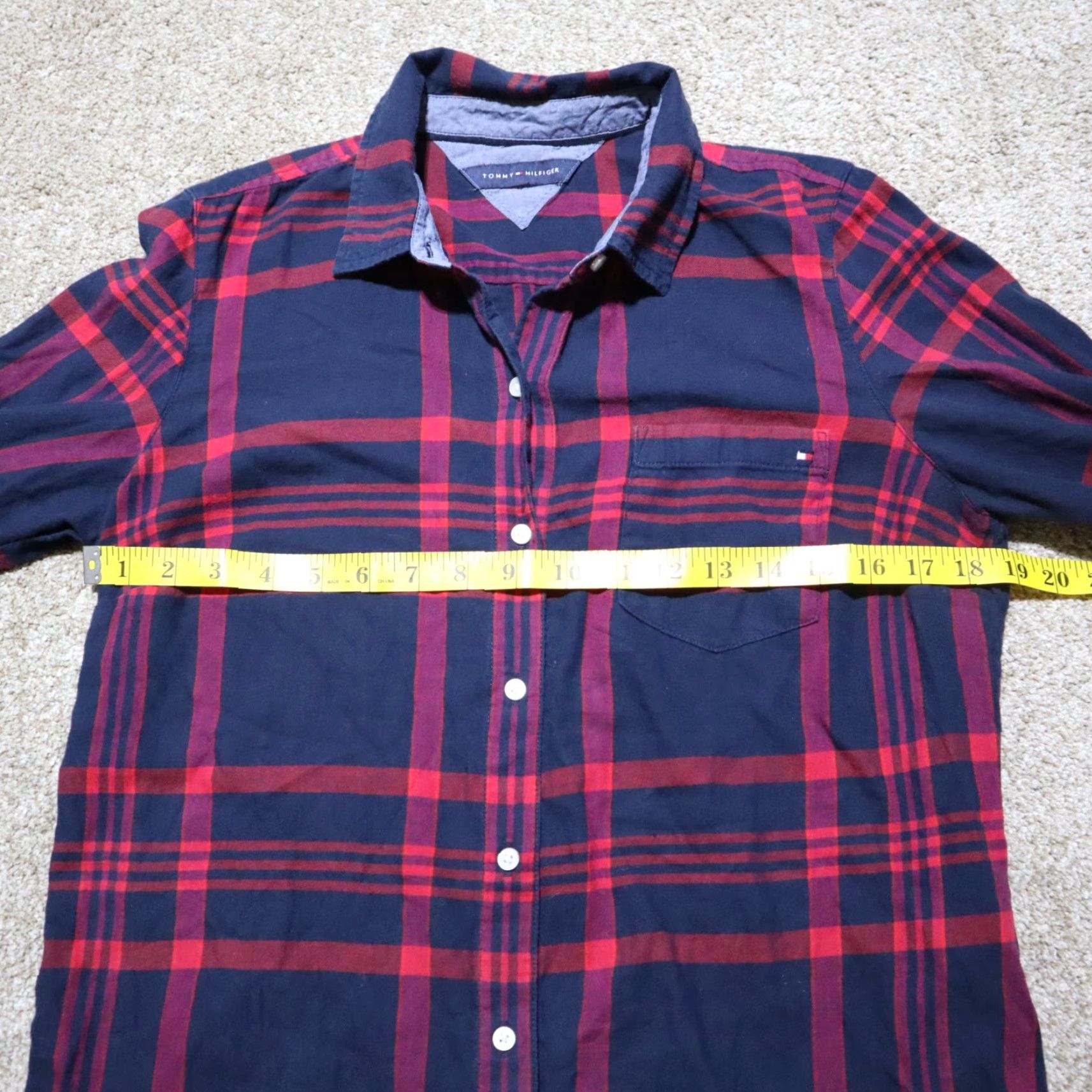 Tommy Hilfiger Tommy Hilfiger Classic Fit Button Up Shirt Red Navy Plaid Blouse Women Large Size L / US 10 / IT 46 - 5 Thumbnail