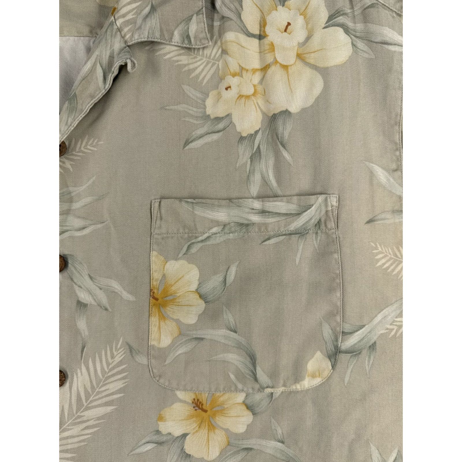 Tommy Bahama Tommy Bahama Shirt Men XL Beige Floral Herringbone 100% Silk Hawaiian Button-Up Short Sleeve Size US XL / EU 56 / 4 - 6 Thumbnail