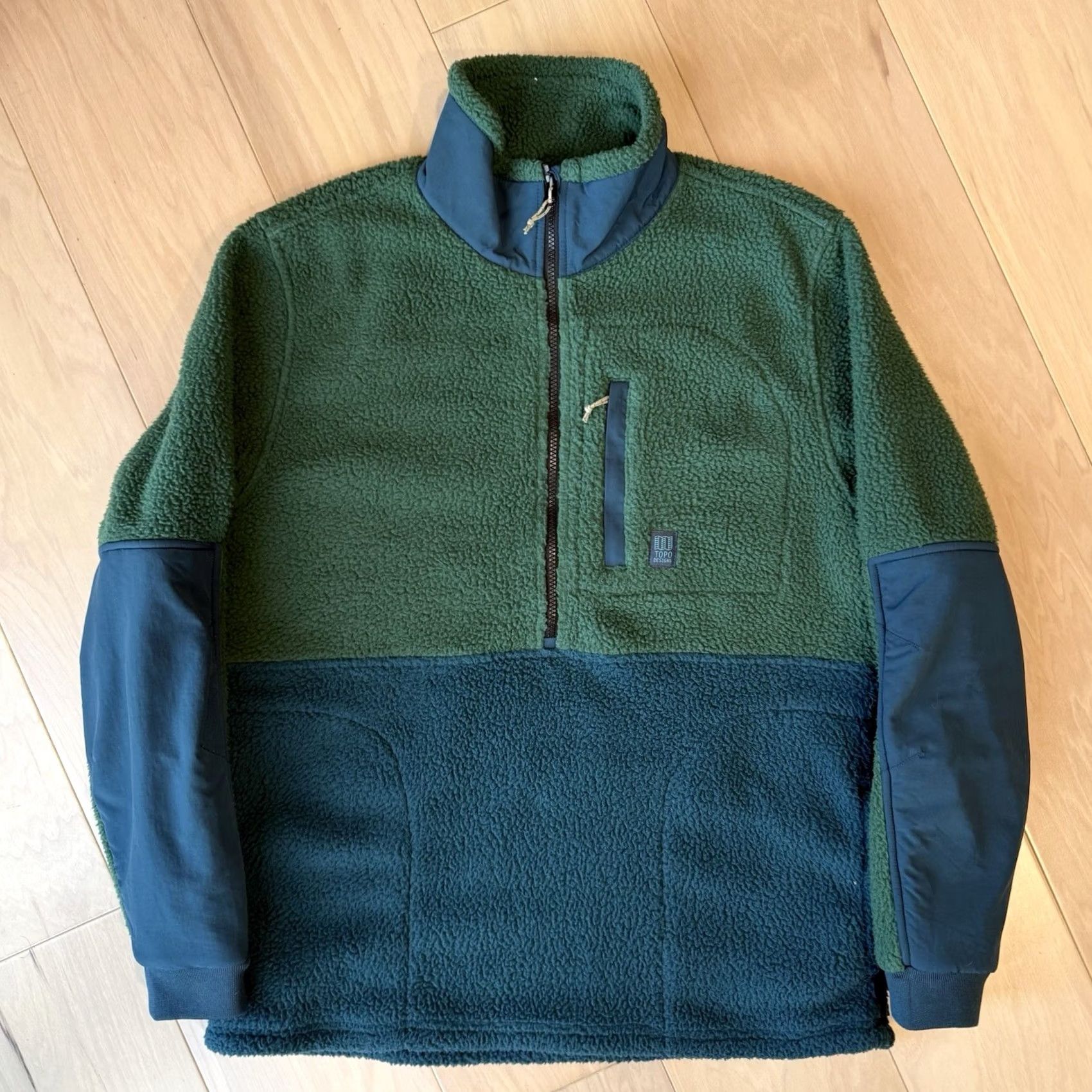 Topo Designs Topo Designs Mountain Fleece Pullover Green Large 1/2 Zip Jacket Outerwear Mens L Regular Fit All Seasons Insulated) Size US L / EU 52-54 / 3 - 2 Thumbnail