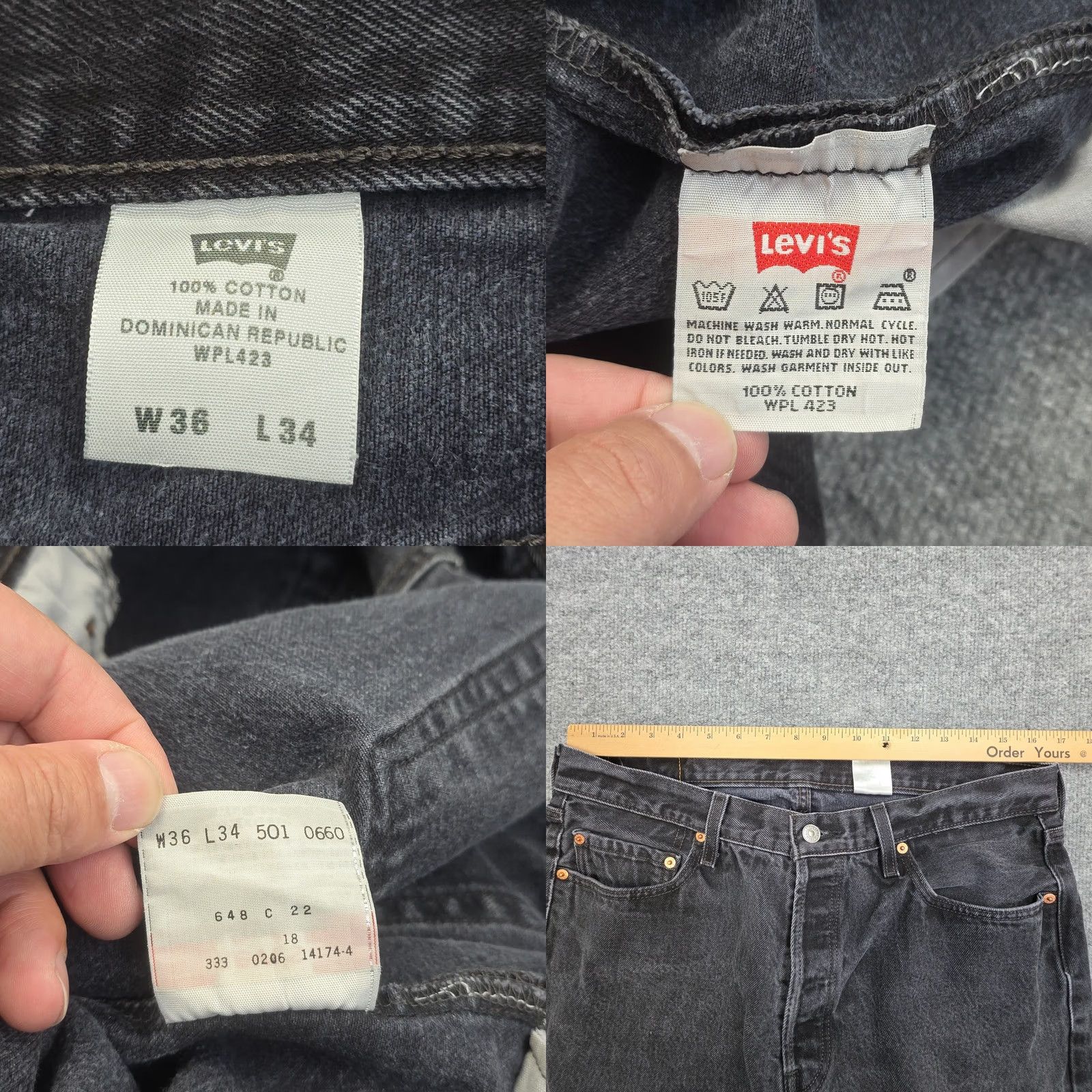 Levi's VINTAGE Levi’s 501 Jeans Mens 33X31 Black Faded Y2K Regular Jeans Mens 33 in. 5-Pocket Denim Cotton Black Levi’s 501 Series Boy? Size US 33 - 8 Thumbnail