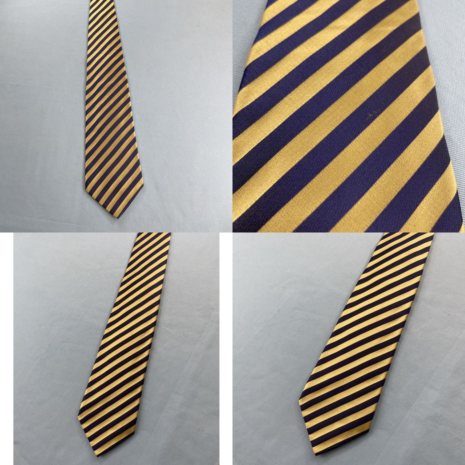 Charles Tyrwhitt Charles Tyrwhitt Seven Fold Tie Silk 3.7" x 62" Long Men Yellow Blue Stripe Handmade Tie Size ONE SIZE - 9 Thumbnail