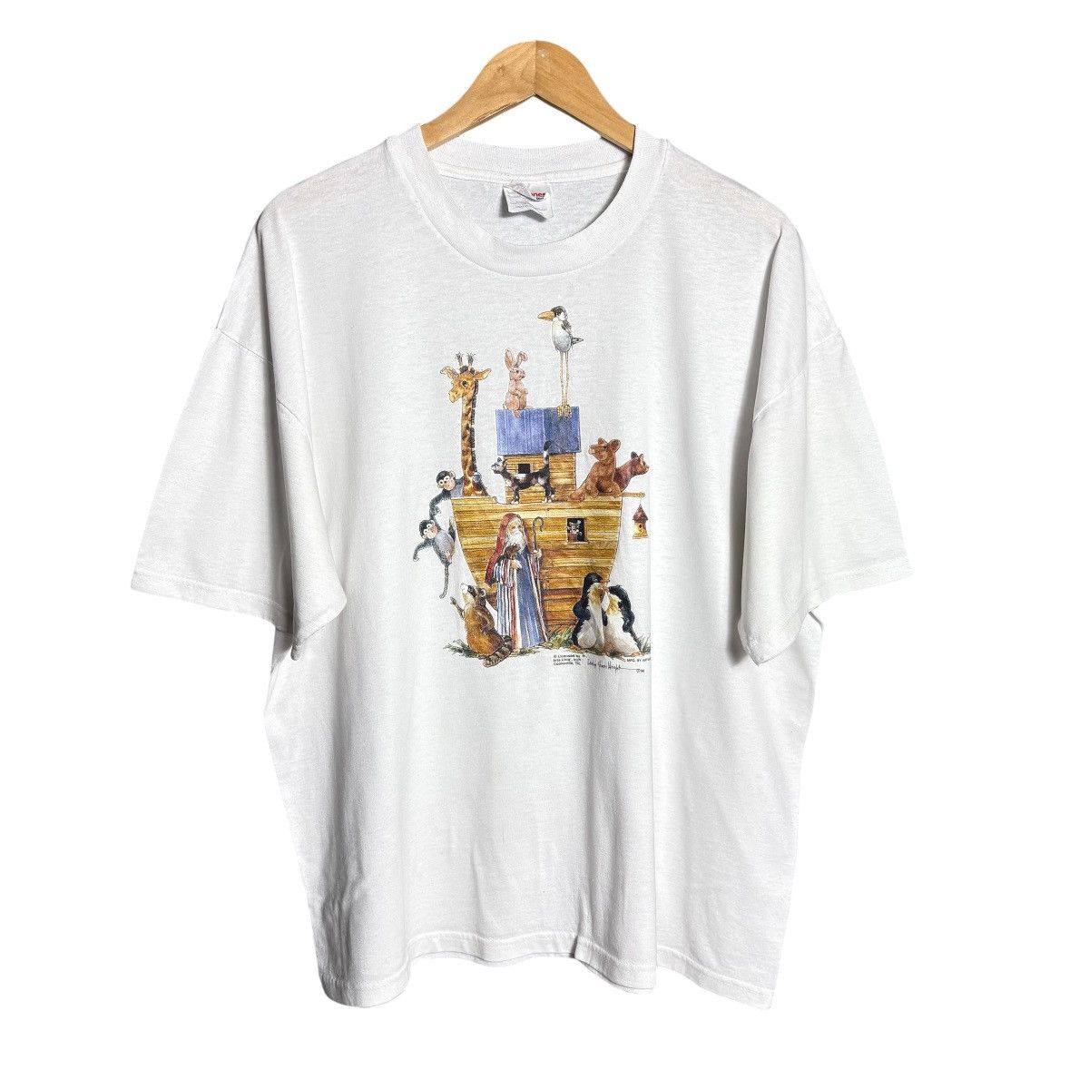 Vintage Vintage 90s Noah’s Ark Animals Air Wave Art Graphic Tee Size US XL / EU 56 / 4 - 1 Thumbnail
