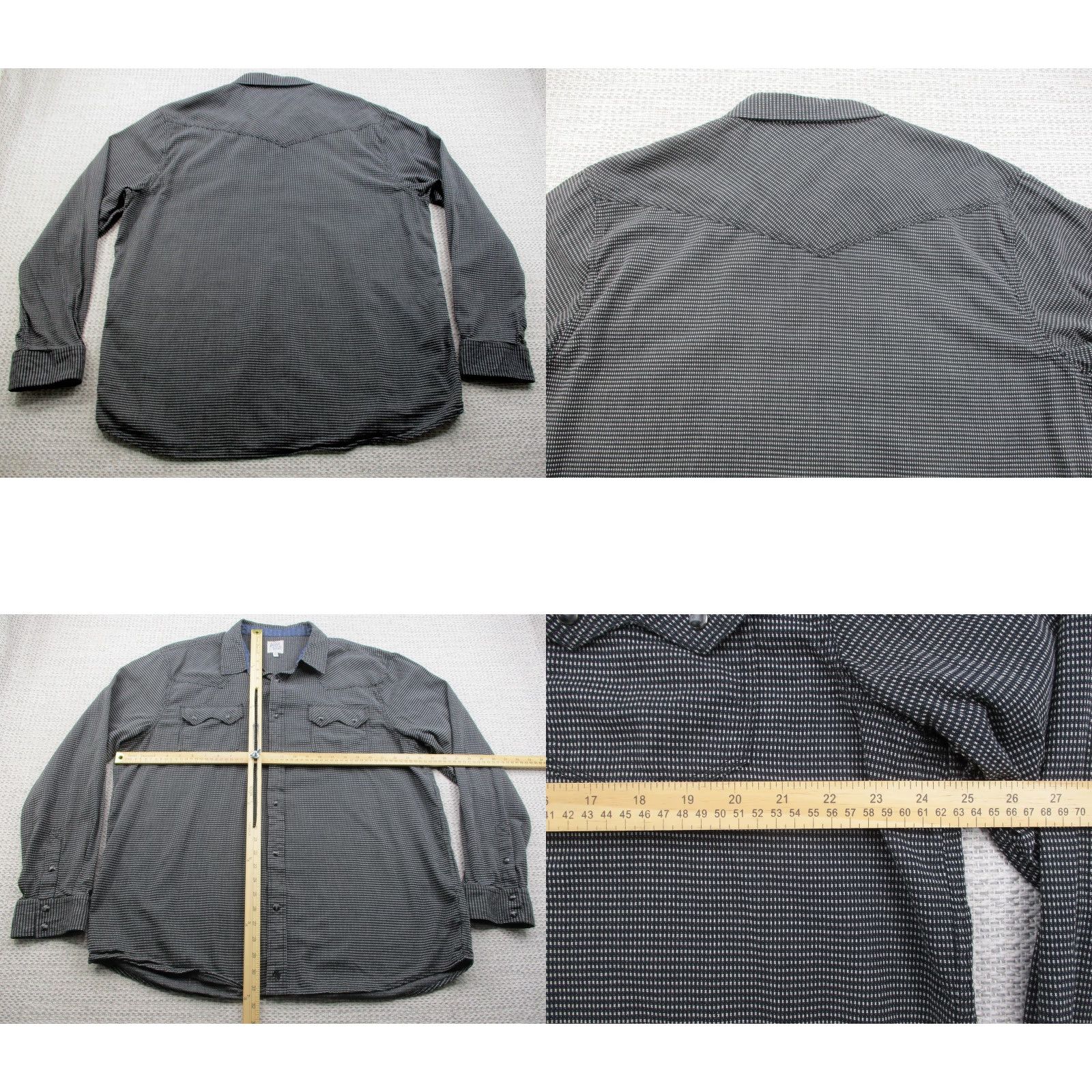 Vintage Moon Shine Spirit Shirt Mens 2XL Western Pearl Snap Long Sleeve Black Geometric Pattern Casual Workwear Shirt Mens 2XL Moon Shine Spirit Womens? Size US XXL / EU 58 / 5 - 8 Thumbnail
