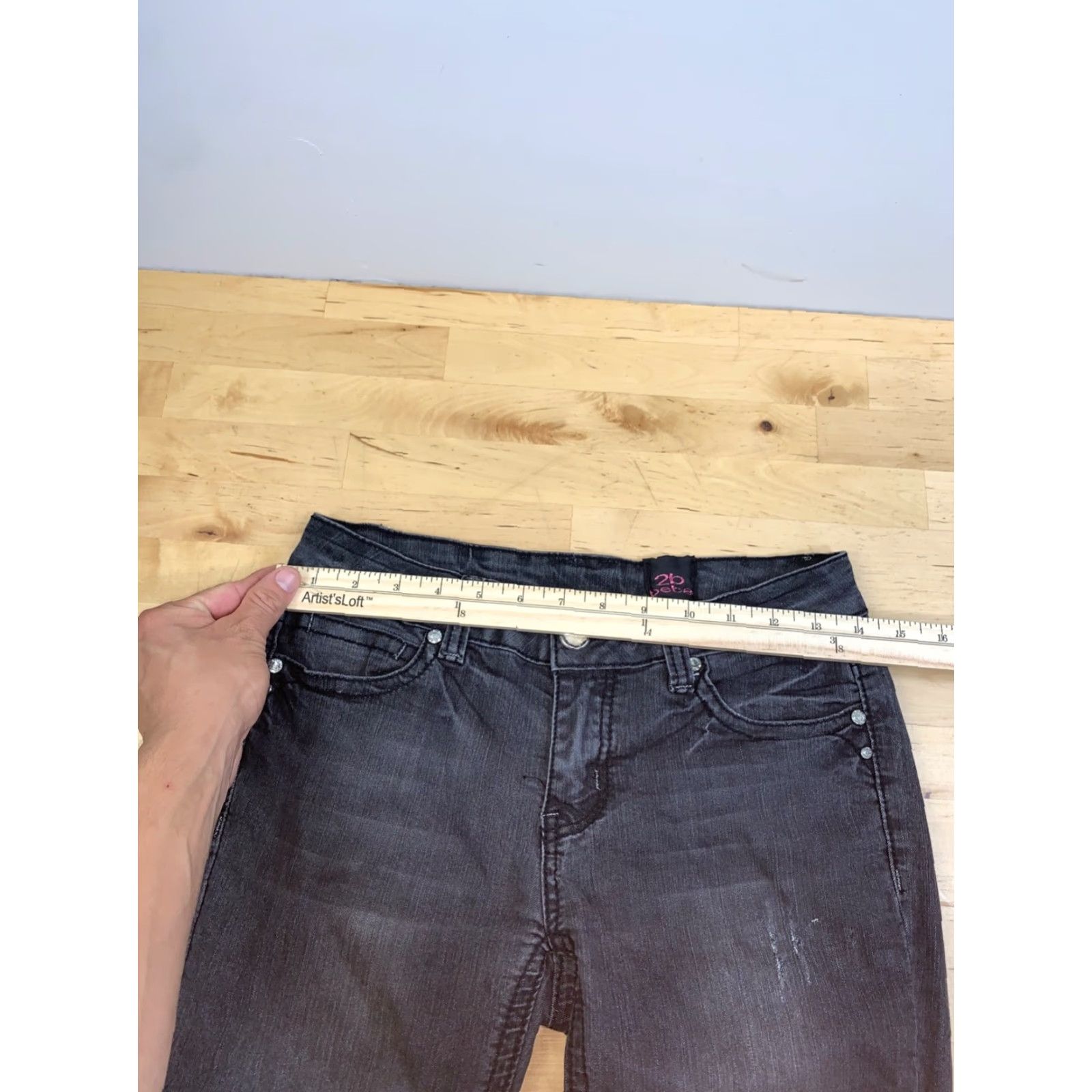 Bebe VINTAGE bebe Jeans Womens 28" Waist Black Rhinestone Y2K Low Rise 2B 5-Pocket Skinny Handwash Machine Washable Denim Cotton Solid Zipper Bagged No N/A Size 28" / US 6 / IT 42 - 6 Thumbnail