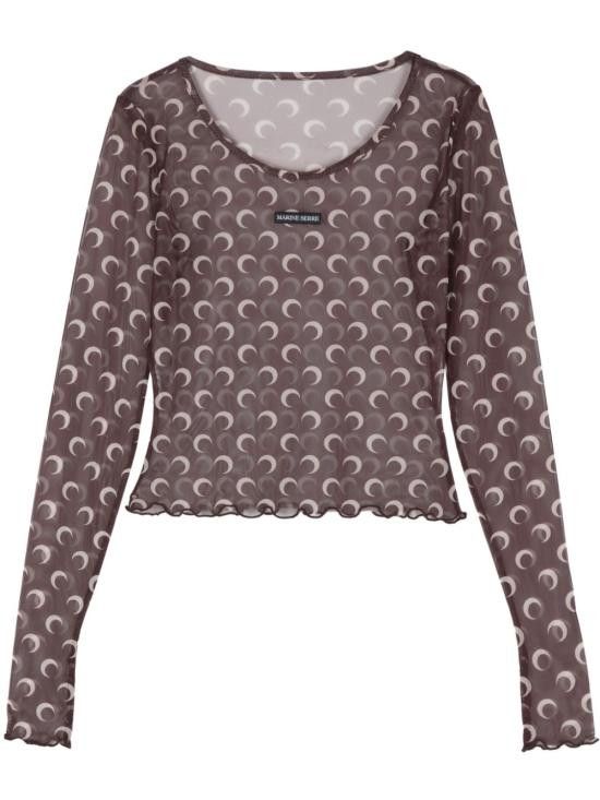 Tシャツ・カットソー MARINE SERRE Women Tops WTS012A CJER0054 BR30 Brown Marine Serre MARINE SERRE Women Tops WTS012A CJER0054BR30