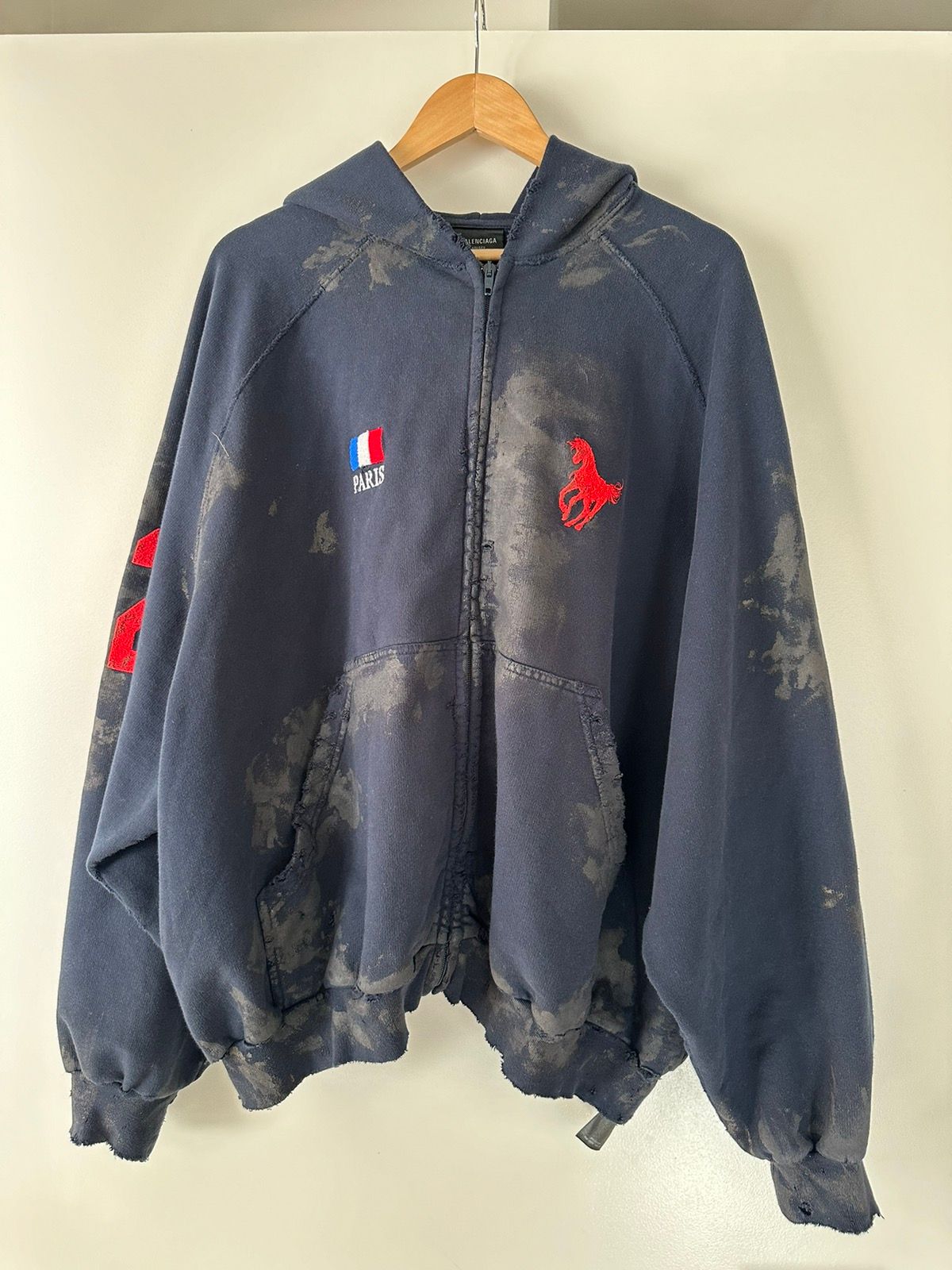 Pre-owned Balenciaga Aw22 Dirty Polo Hoodie In Navy