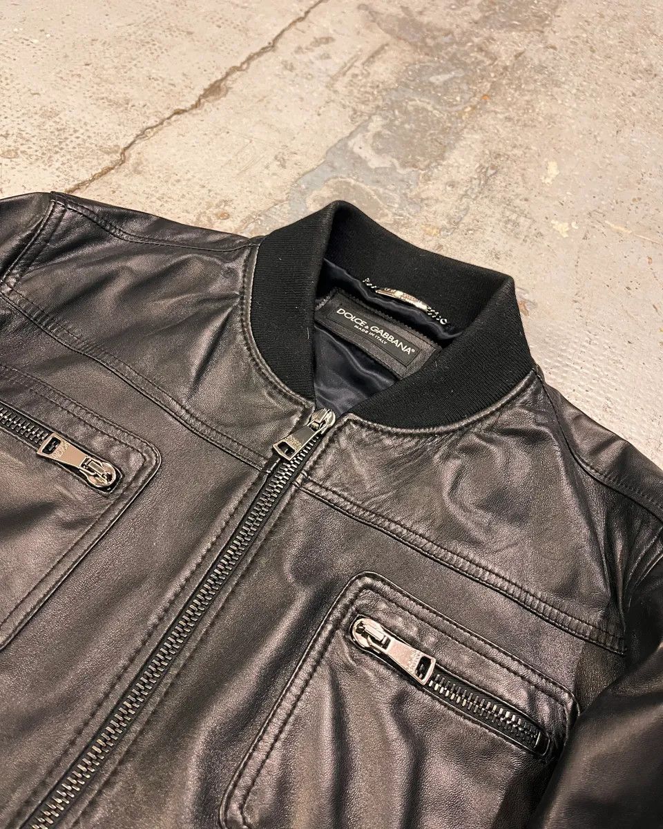 Dolce & Gabbana 2010s Dolce & Gabbana Black Alpha Bomber Leather Jacket Size US M / EU 48-50 / 2 - 5 Thumbnail