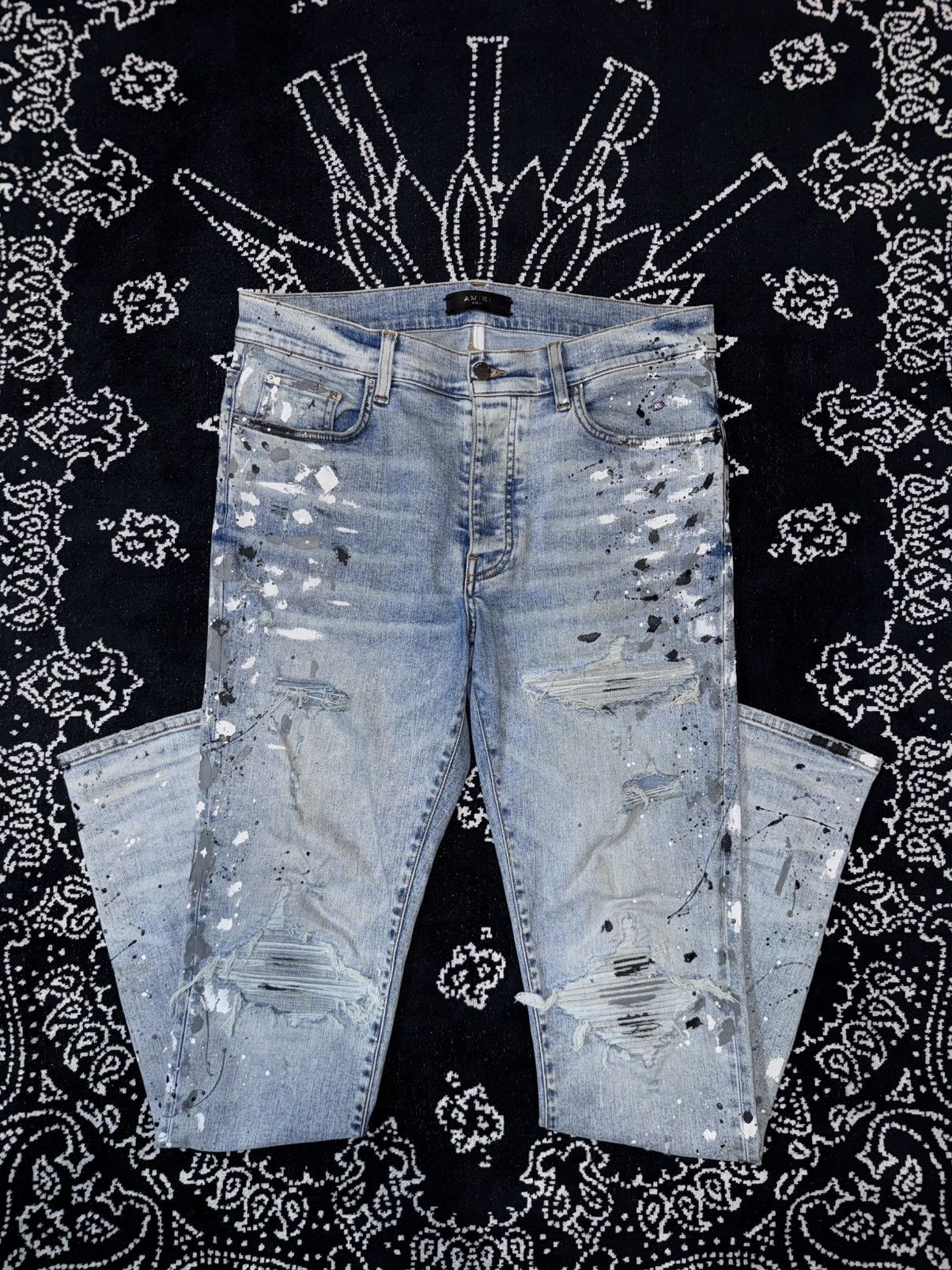 Amiri AMIRI MX1 PAINTED BLUE JEANS Size US 34 / EU 50 - 1 Thumbnail