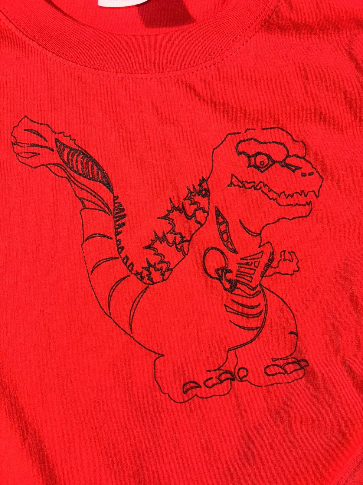Vintage Vtg Godzilla Dinosaur T Rex Art Red Long Sleeve T-shirt XL Size US XL / EU 56 / 4 - 2 Thumbnail