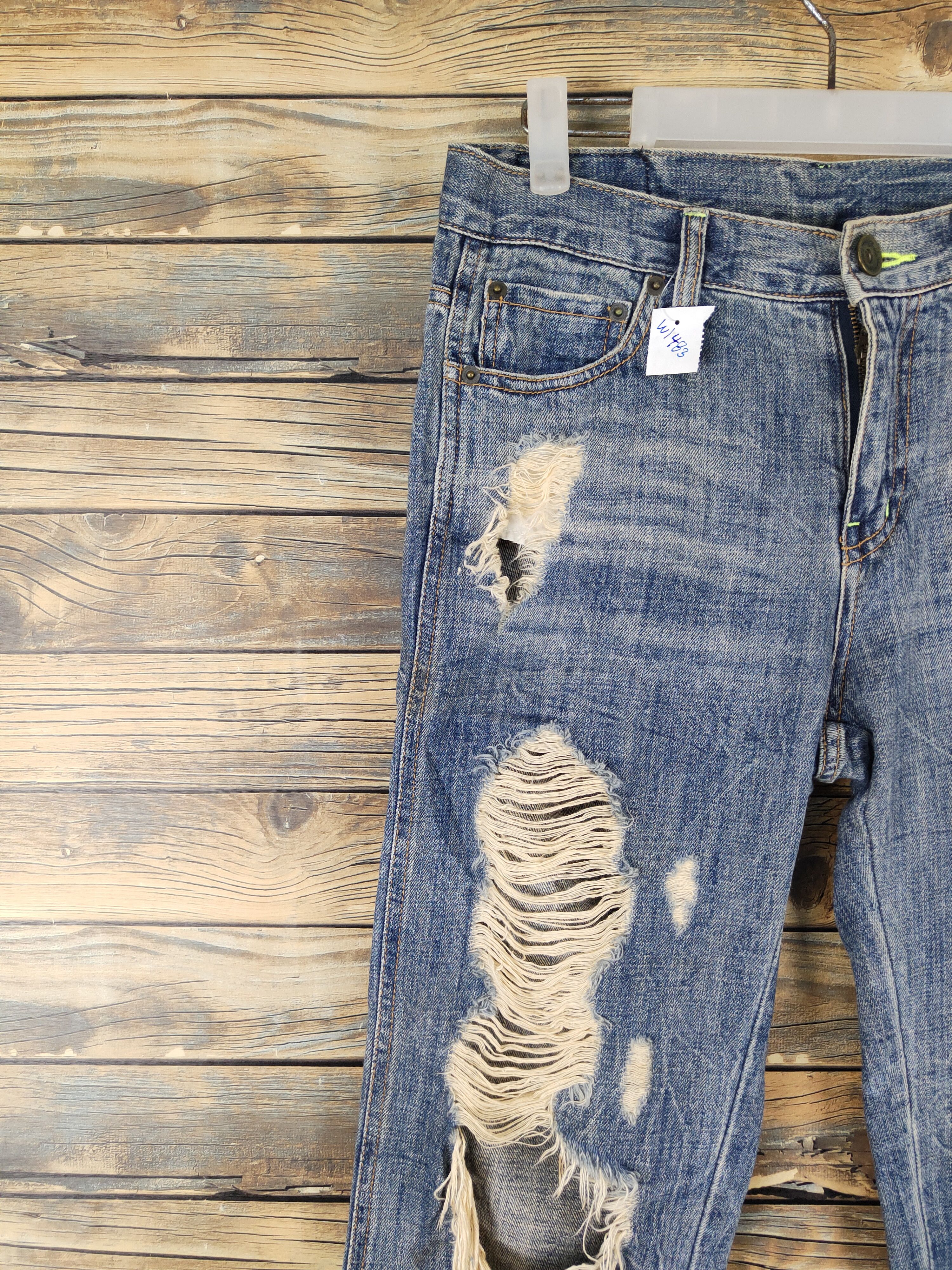 Japanese Brand D.i.a Blue Distressed Ripped denim Jeans #W1483 Size US 30 / EU 46 - 3 Thumbnail
