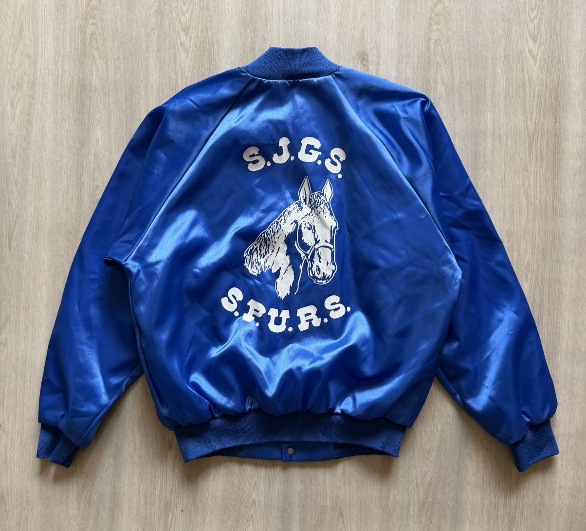 Vintage Vintage Auburn Satin Bomber Horse Spurs Sz L Made In USA Size US L / EU 52-54 / 3 - 3 Thumbnail