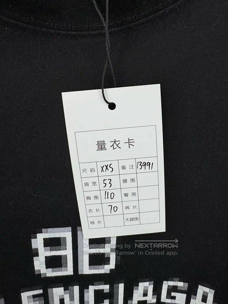 Balenciaga Balenciaga Black Blurred Mosaic Logo Short Sleeve Size US XXS / EU 40 - 5 Thumbnail