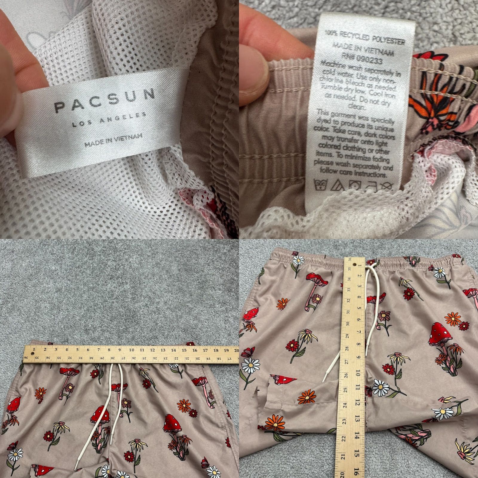 Pacsun Pacsun Mushroom Floral Swim Trunks Board Shorts Mens L Brown Beach Summer Size US 33 - 8 Thumbnail