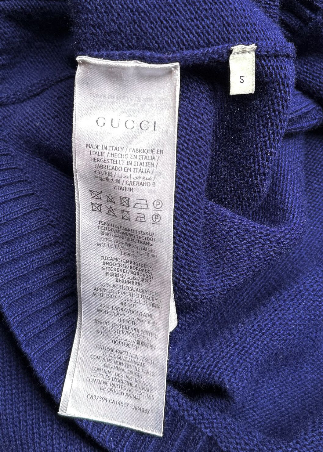 Gucci Gucci Blue GG Embroidery Wool Cardigan Sweater - SMALL Size S / US 4 / IT 40 - 6 Thumbnail