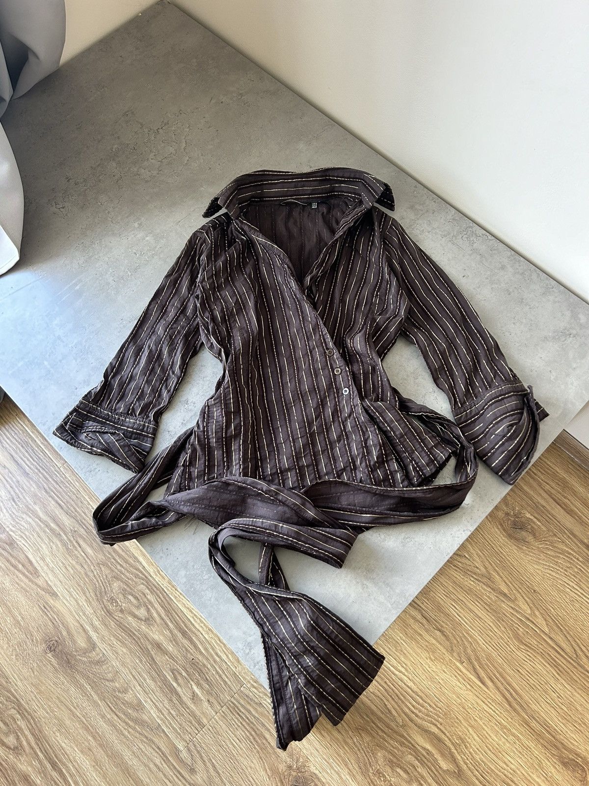 Zara Zara vintage brown blouse with belt , y2k, streetwear Size M / US 6-8 / IT 42-44 - 4 Thumbnail