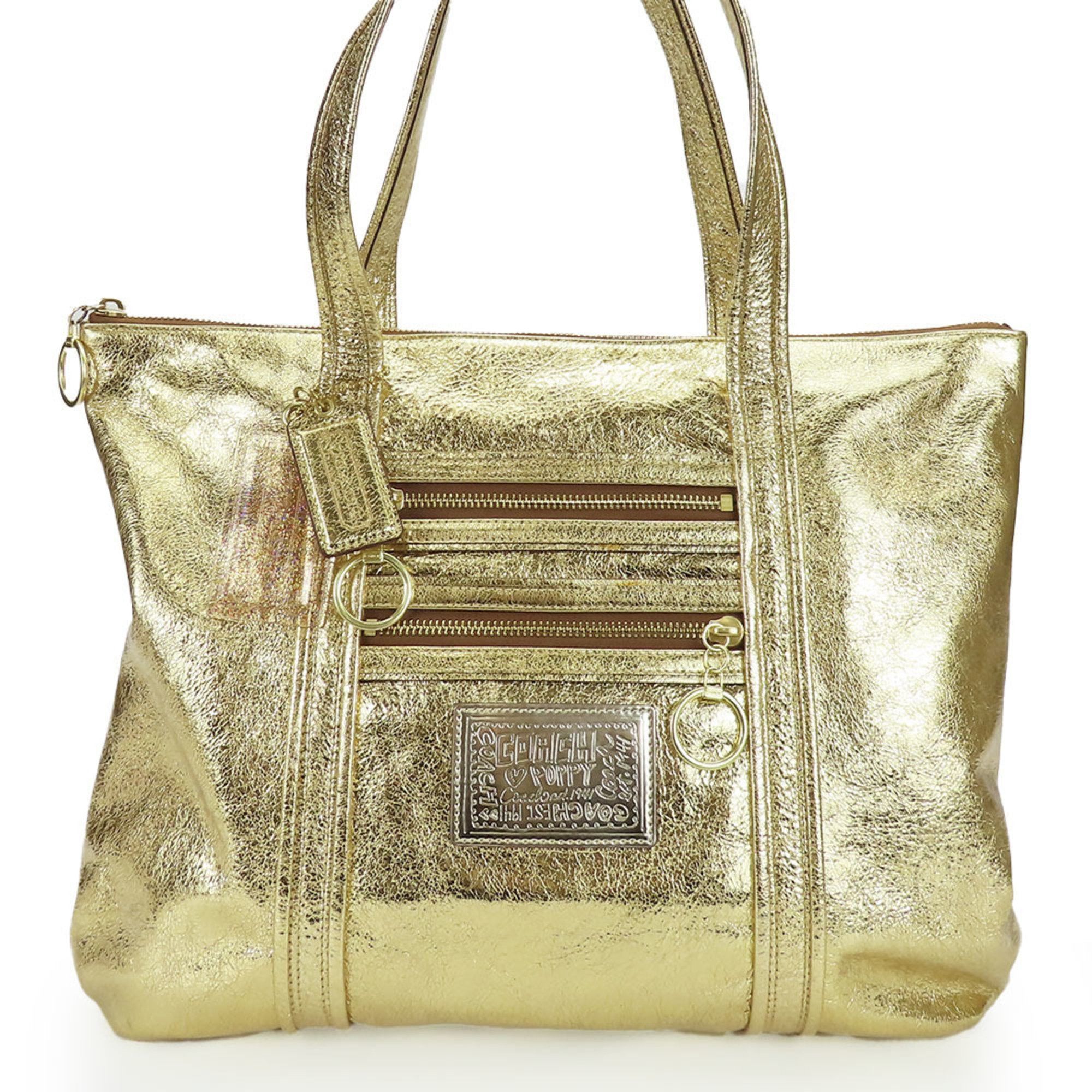 Coach Coach Tote Bag 13820 Poppy Leather Gold Metallic Shoulder Women s COACH Grailed