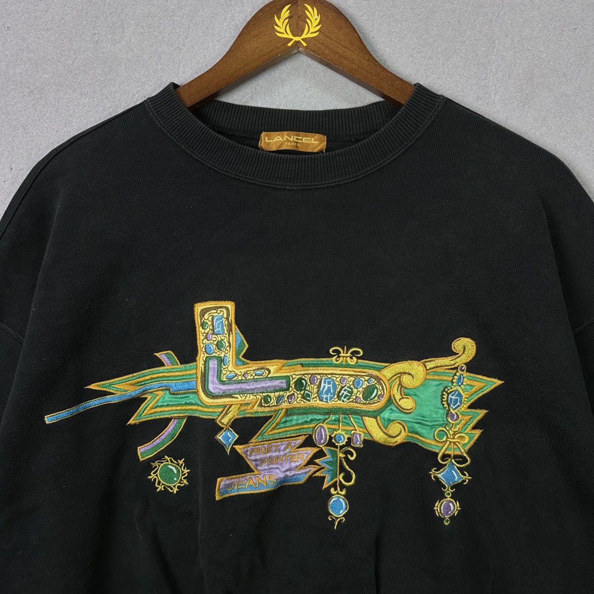 Lancel Vintage Lancel Paris Cropped Sweatshirt Embroidered Graphic Size US M / EU 48-50 / 2 - 2 Thumbnail