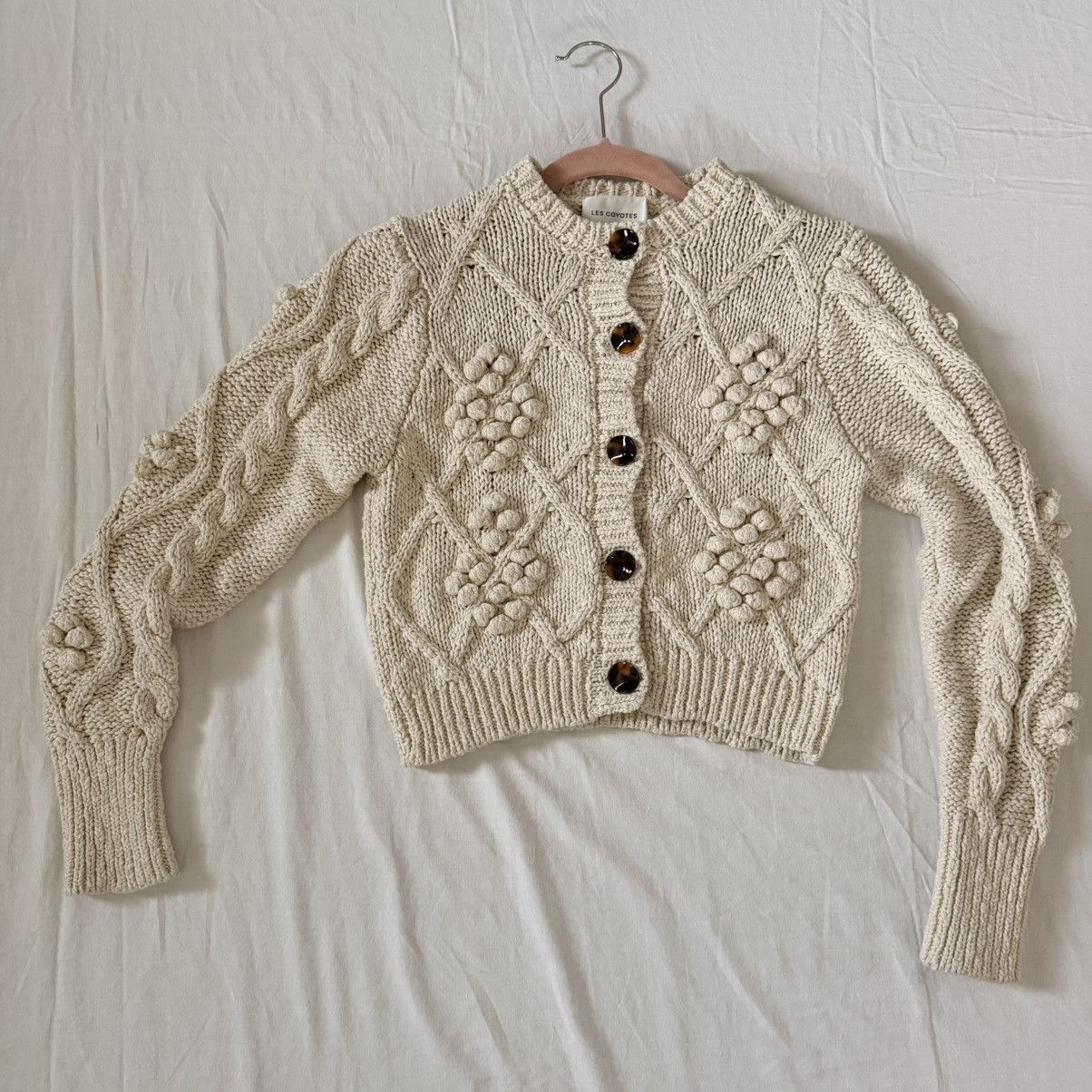 Other Les Coyotes de Paris Cable Knit Crop Cardigan 34 XS/S Size XS / US 0-2 / IT 36-38 - 3 Thumbnail
