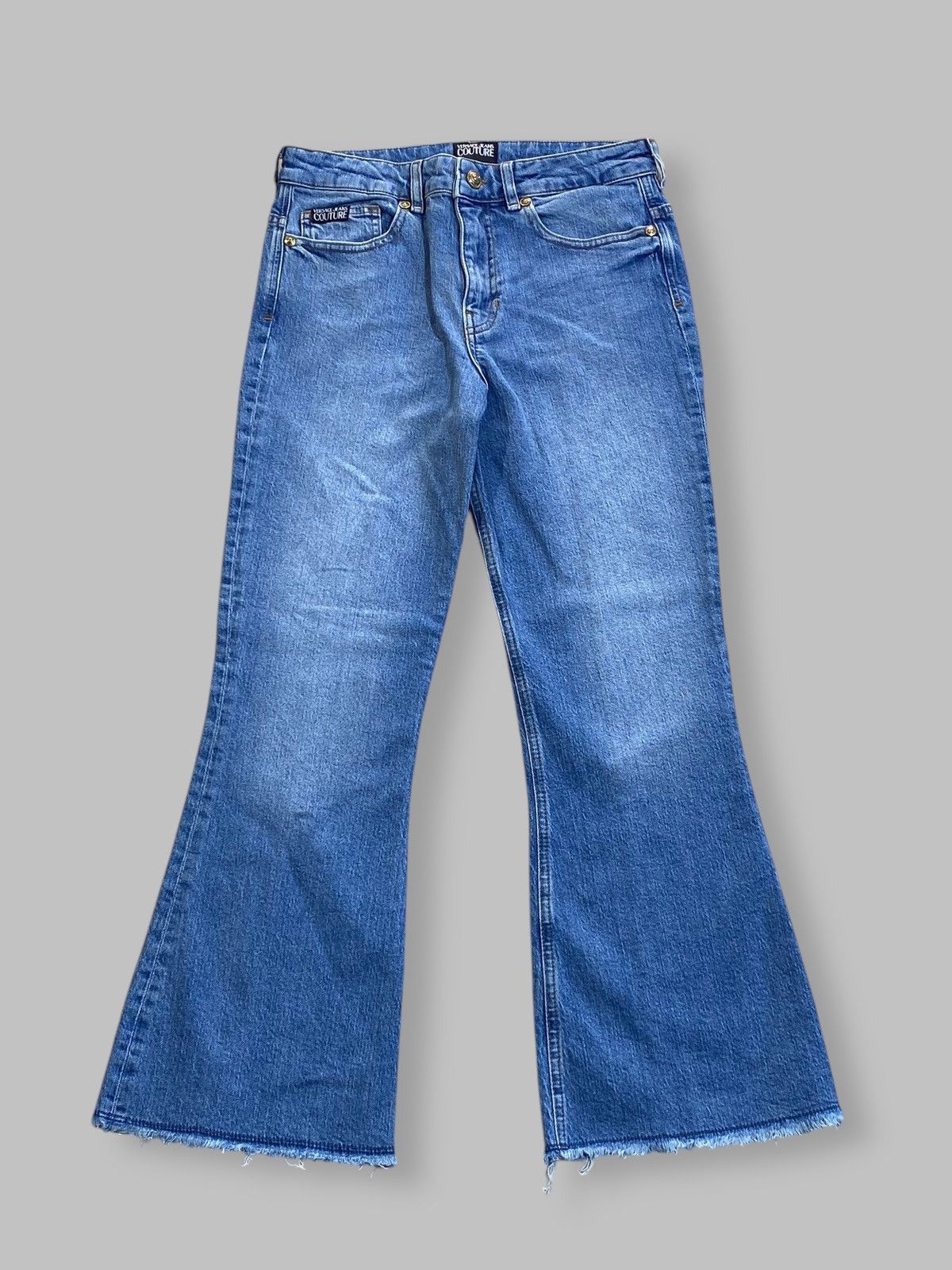 Versace Versace Jeans Couture Crop Flared Washed Denim Jeans Pants Size 28" / US 6 / IT 42 - 2 Thumbnail