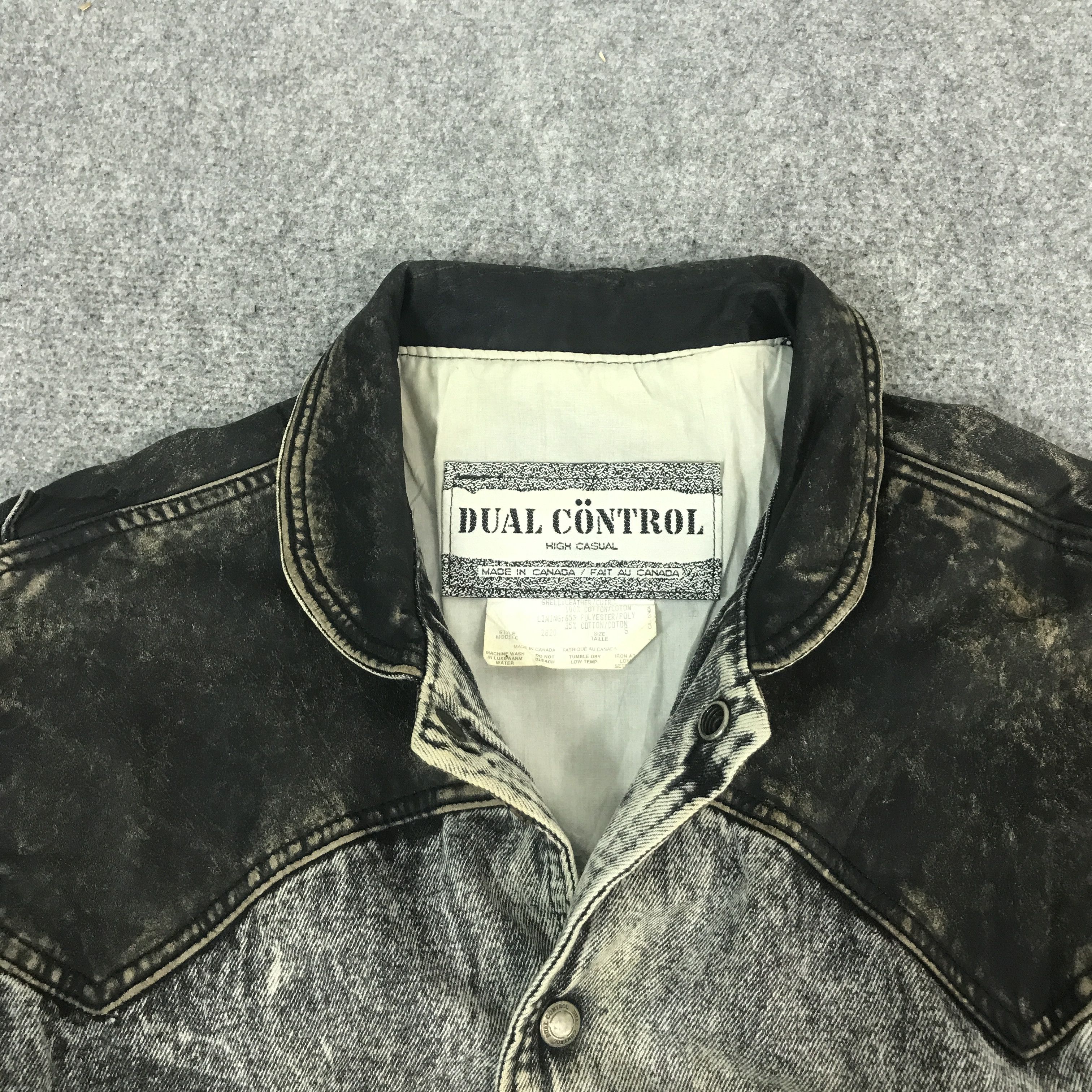 Vintage DUAL CONTROL SNAP BUTTON LEATHER DENIM JACKET Size US M / EU 48-50 / 2 - 7 Thumbnail