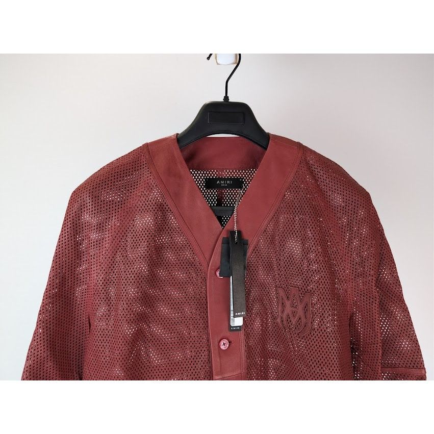 Amiri o1rshd1 MA Perforated Baseball Shirt in Sun Dried Tomato Size US M / EU 48-50 / 2 - 3 Thumbnail