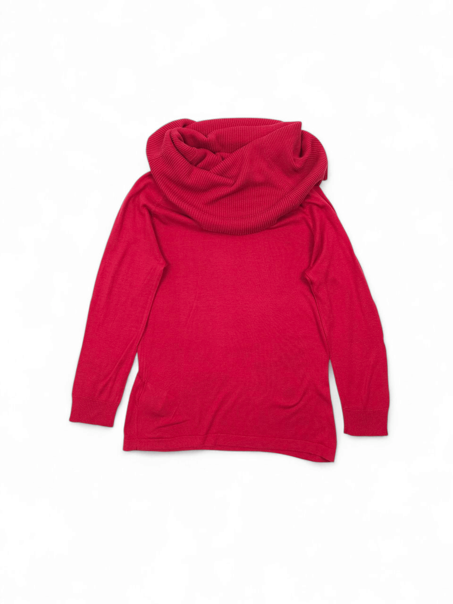 Max Mara 💎 Max Mara Silk Red Cowl Neck Knitted Sweatshirt Sweater Size M / US 6-8 / IT 42-44 - 3 Thumbnail