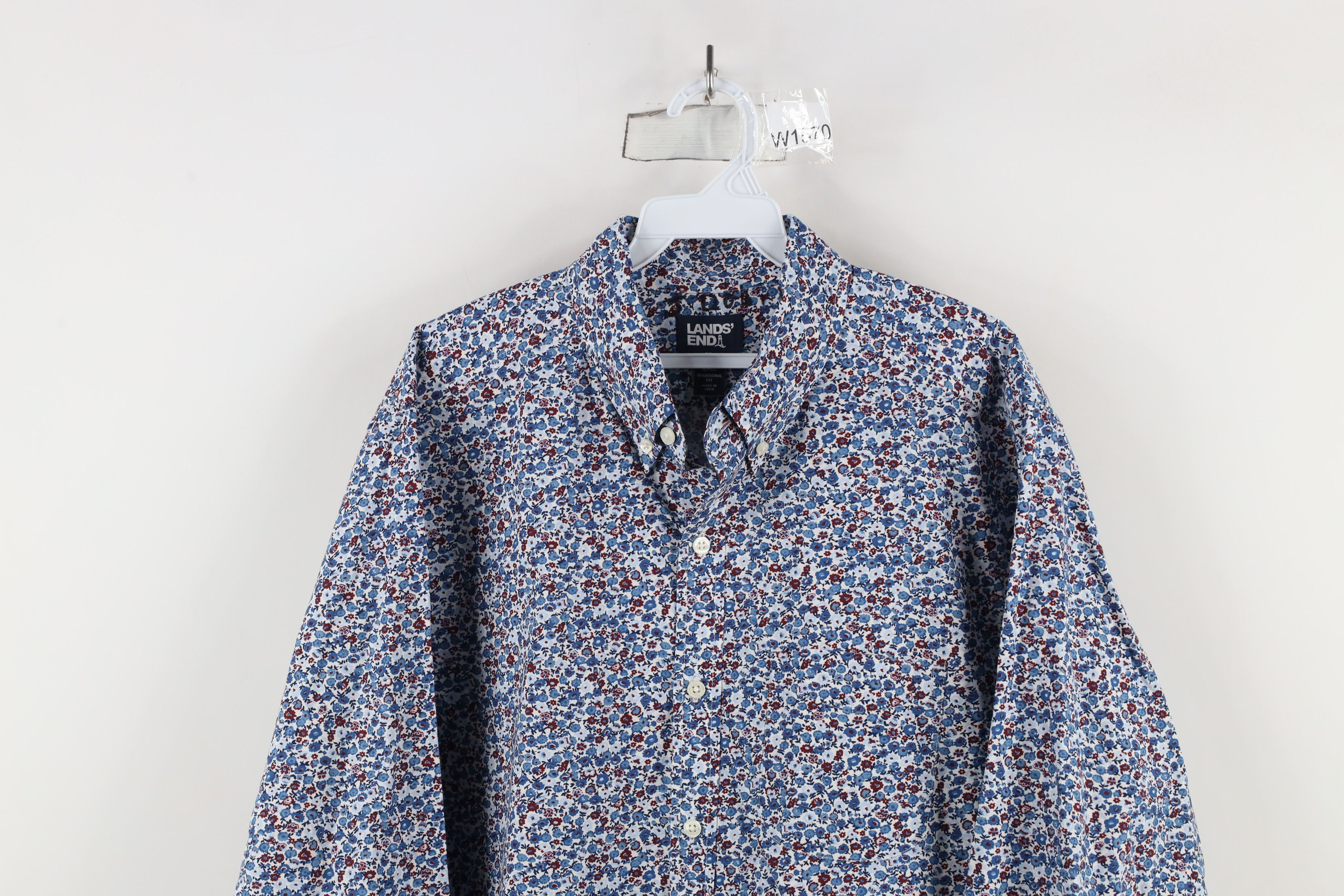 Lands' End × Vintage Vintage Y2K Lands End Over Print Collared Button Down Shirt Size US L / EU 52-54 / 3 - 2 Thumbnail