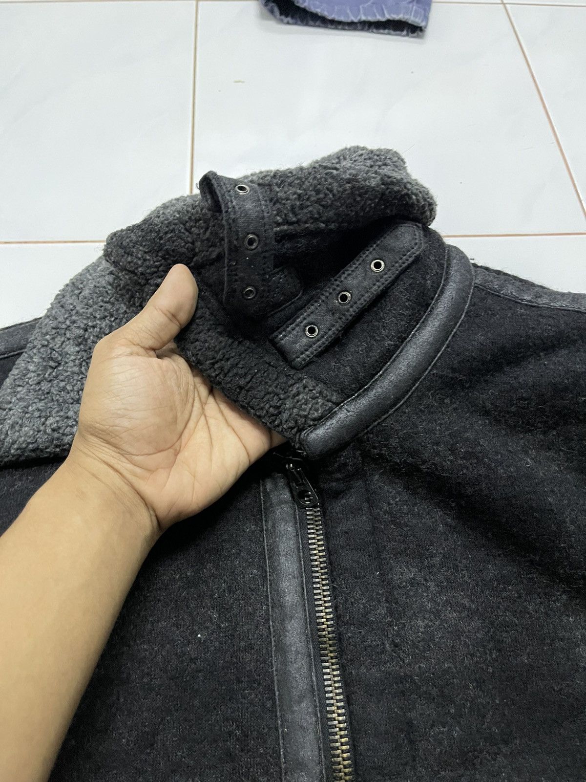 Diesel × Diesel Black Gold × Le Grande Bleu (L.G.B.) 2000s DIESEL TYPE N.78 WOOL FAUX FUR STRIPE SHERPA JACKET Size US M / EU 48-50 / 2 - 12 Thumbnail