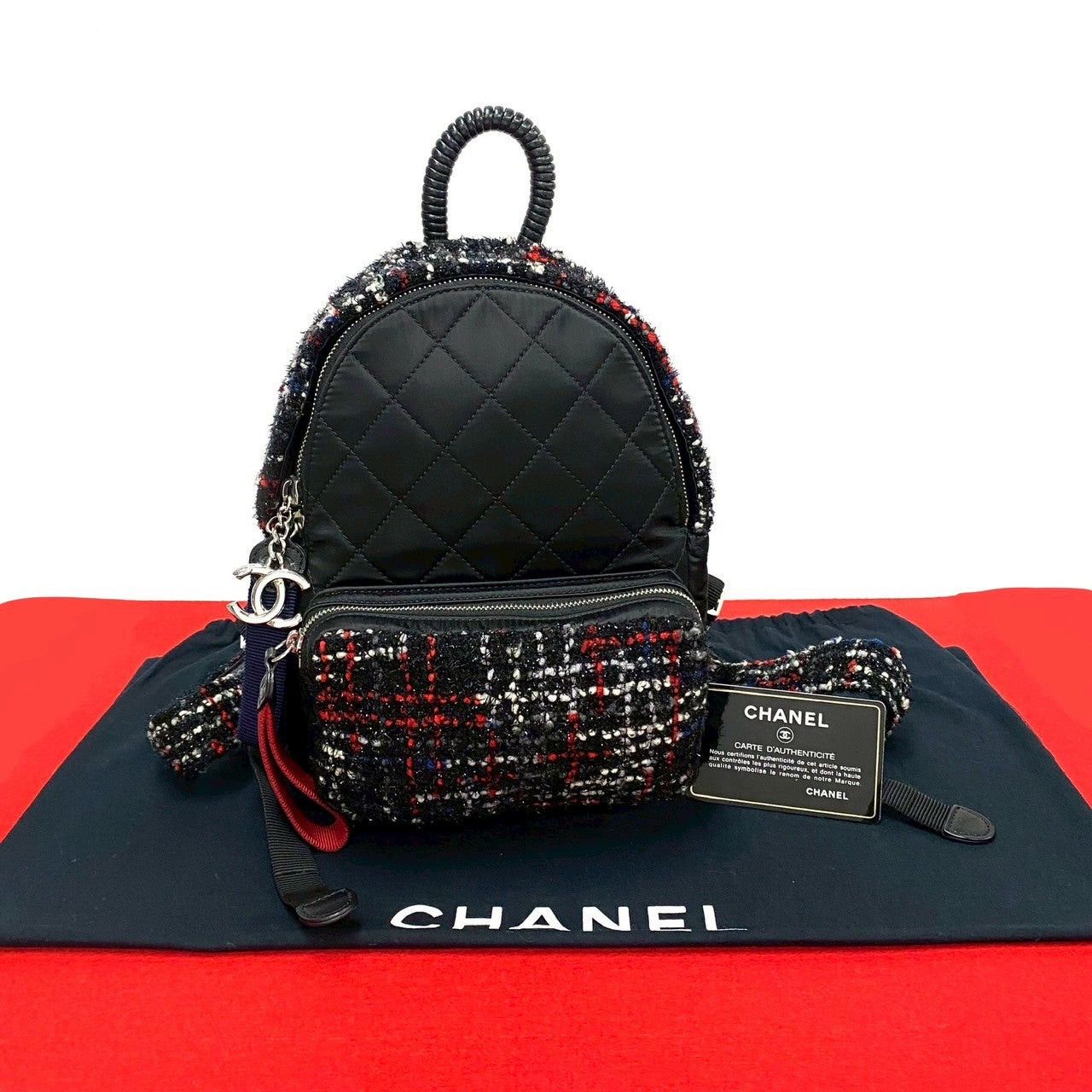 Chanel Chanel Backpack Black Tweed Size ONE SIZE - 1 Thumbnail