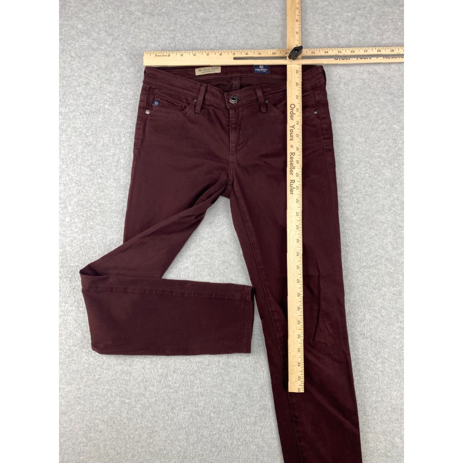 Vintage AG Adriano Goldschmied Jeans Womens 25 R Burgundy Stevie Ankle Slim Straight USA Jeans (AG Stevie) Apple?? Size 42" / US 20 - 4 Thumbnail
