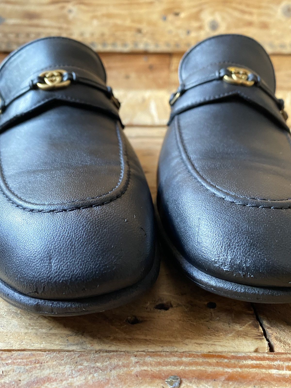 Gucci Gucci horsebit GG logo black leather loafers uk sz 9 US10 Size US 10 / EU 43 - 3 Thumbnail