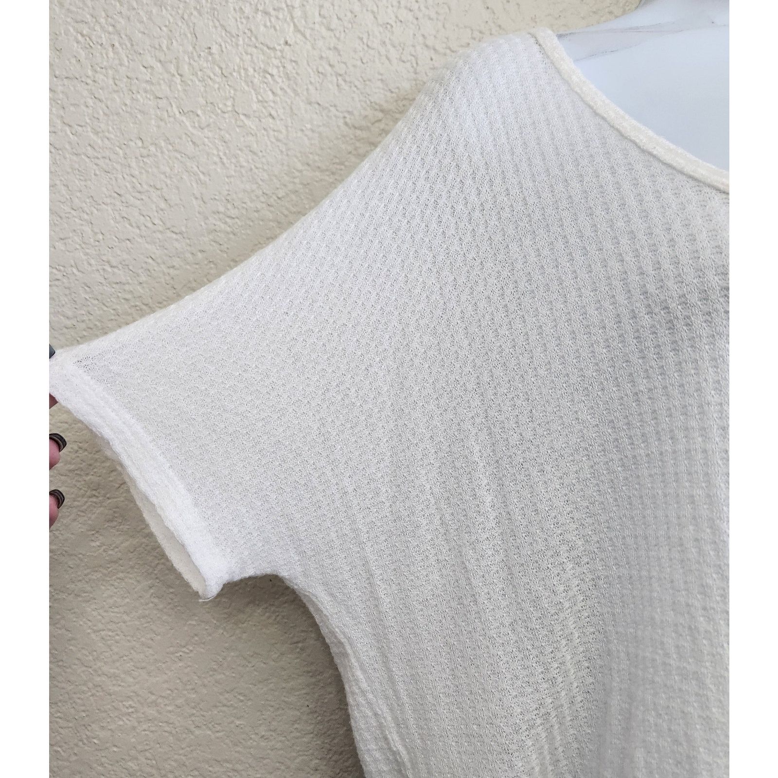 Other Live In The Moment Cream Waffle Knit Button Up Blouse Small Size S / US 4 / IT 40 - 2 Thumbnail