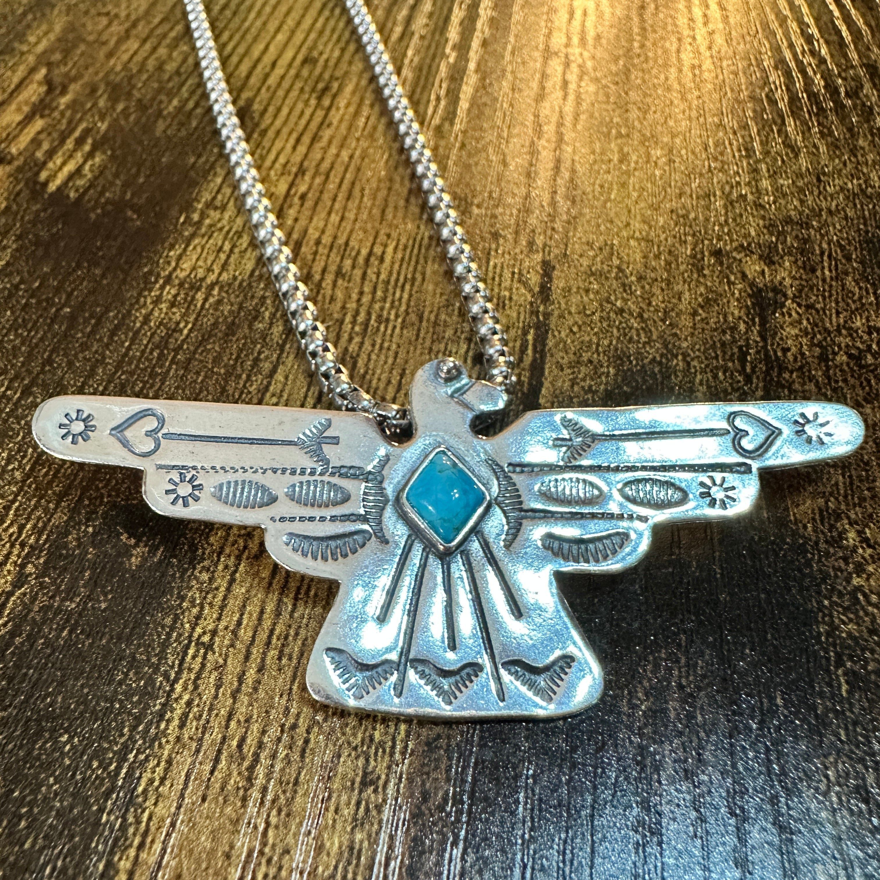 Other Native American Handcrafted Thunderbird Turquoise and Silver Size ONE SIZE - 5 Thumbnail