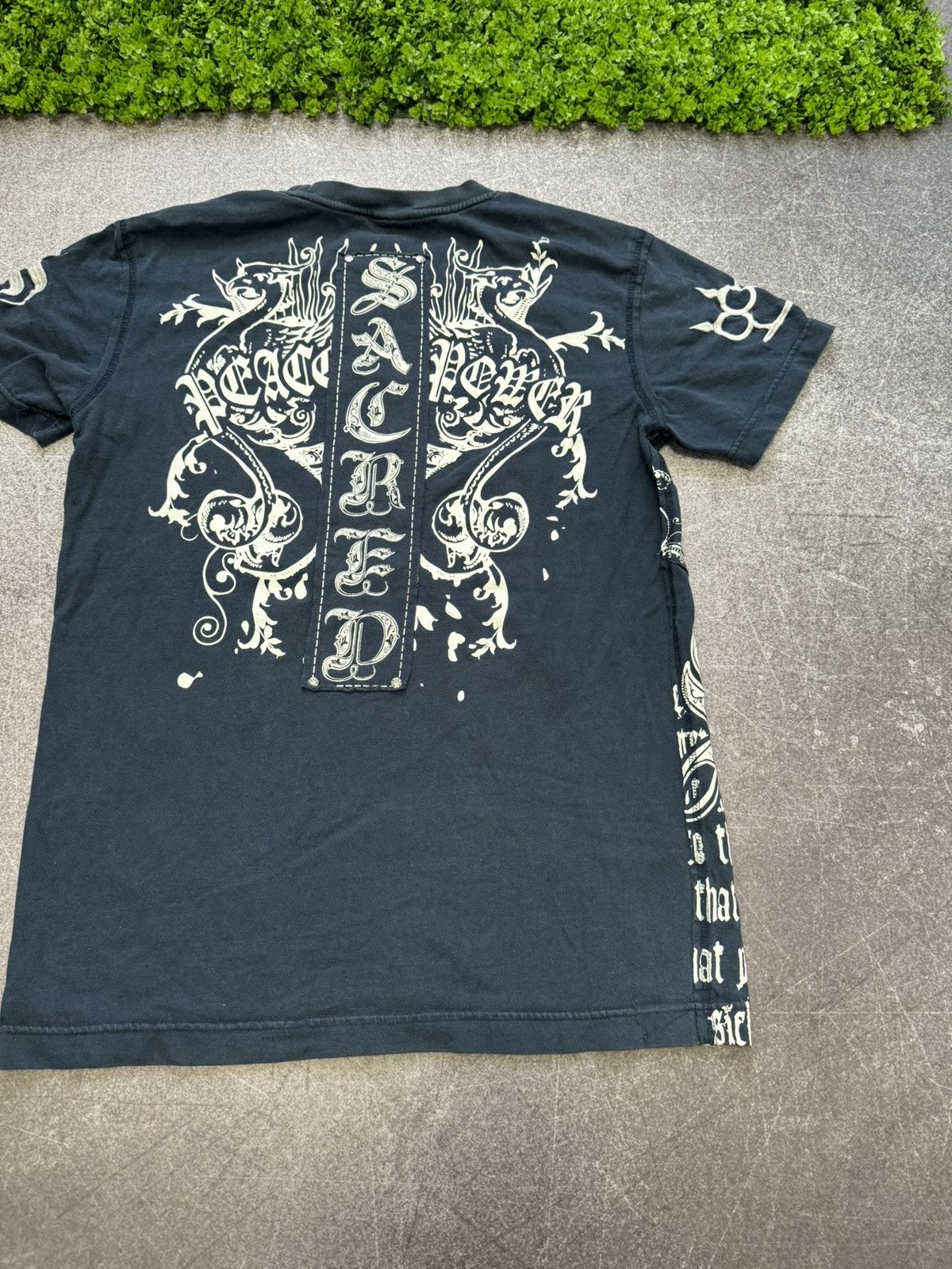 Affliction × Helix × Vintage Vintage Y2K Raw Blue Goth MMA Zipper Graphic T-Shirt Size US M / EU 48-50 / 2 - 11 Thumbnail