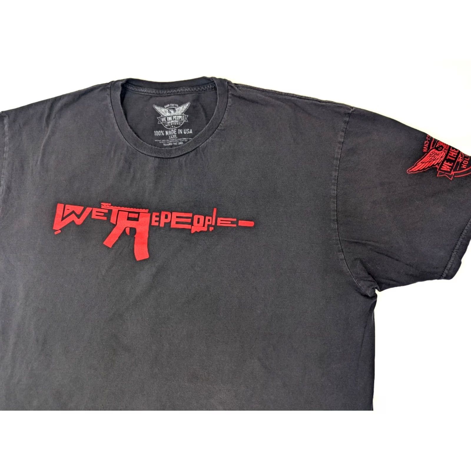 Vintage We The People Holsters Defend The 2nd Shirt 3XL Black Red Short Sleeve Crew Men Size US XXL / EU 58 / 5 - 2 Thumbnail
