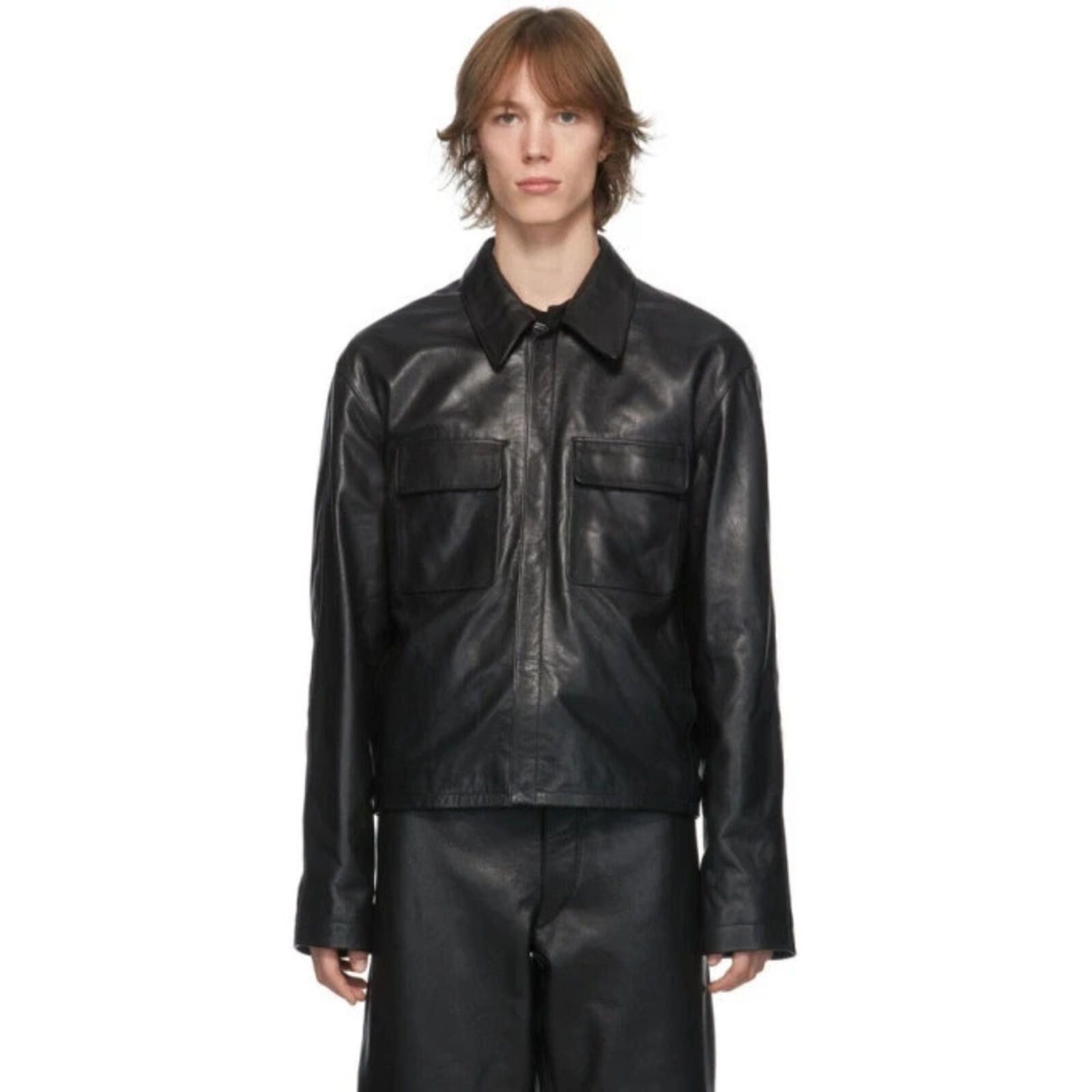 Lemaire LEMAIRE Large collar leather blouson jacket SMALL 44 Brown Size US S / EU 44-46 / 1 - 1 Thumbnail
