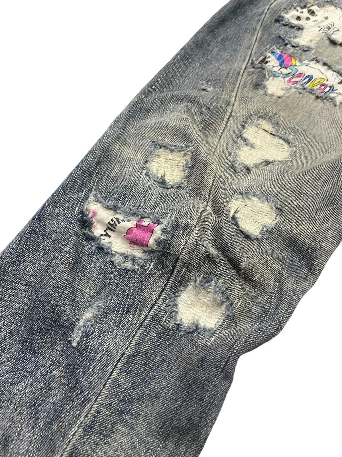 Hysteric Glamour × Japanese Brand Bit Blue X Scolar Japan Drop Crotch Craft Sashiko Boro Jeans Size US 31 - 9 Thumbnail