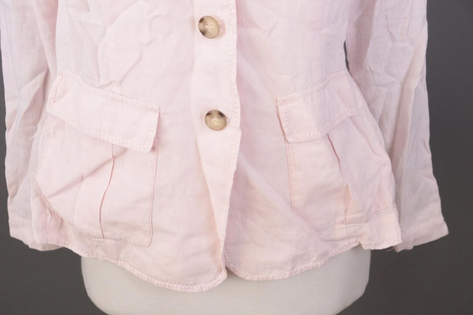 Oscar De La Renta Oska Pink 100% Linen Multipockets Cargo Blazer Jacket Size 3 Size M / US 6-8 / IT 42-44 - 3 Thumbnail