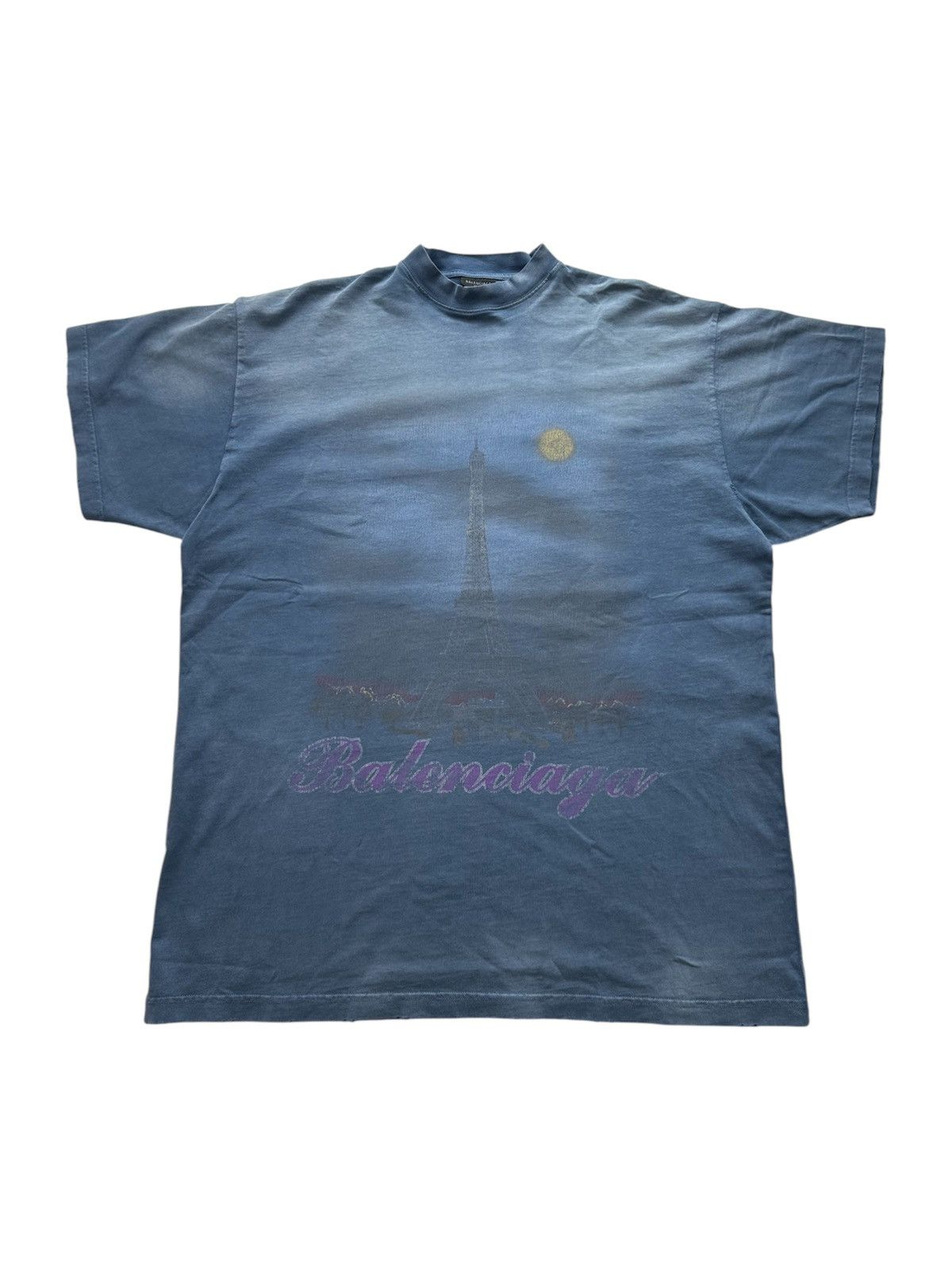 Balenciaga SS24 Paris Moon T-Shirt Oversized in blue vintage