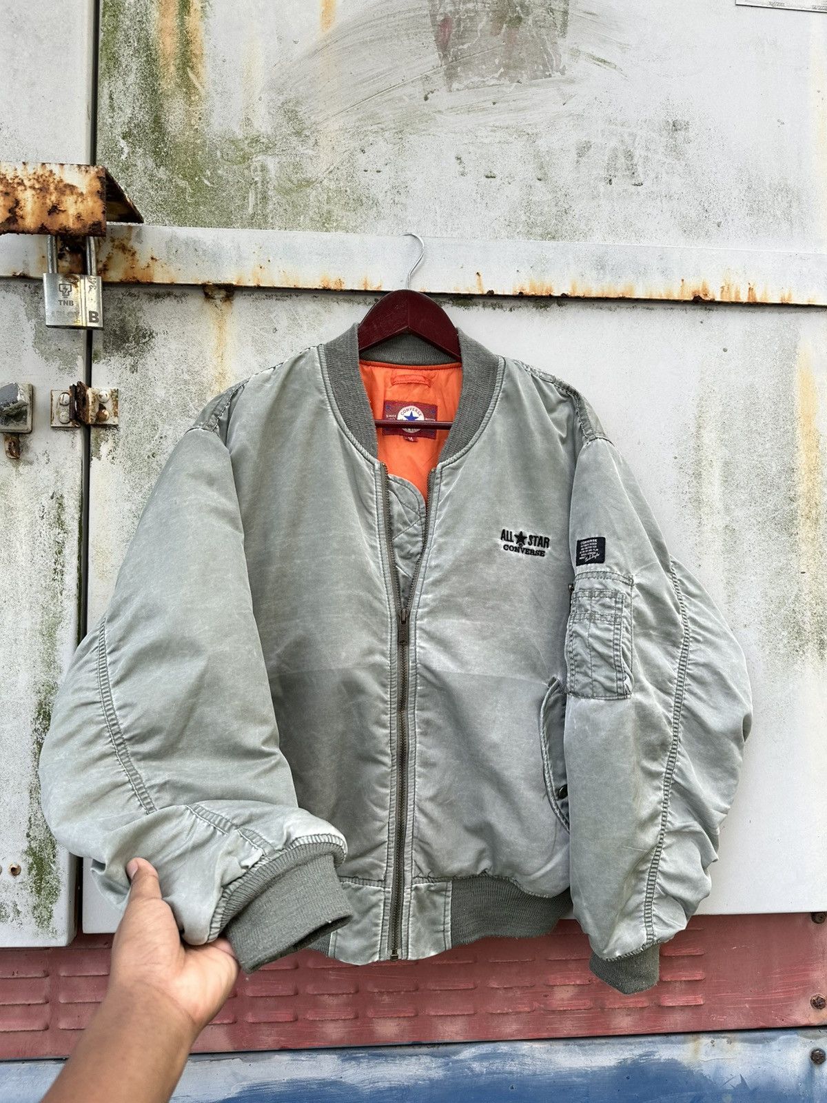 Vintage 👹Vintage Faded Converse MA-1 Cream Green Bomber Jacket Size US M / EU 48-50 / 2 - 7 Thumbnail