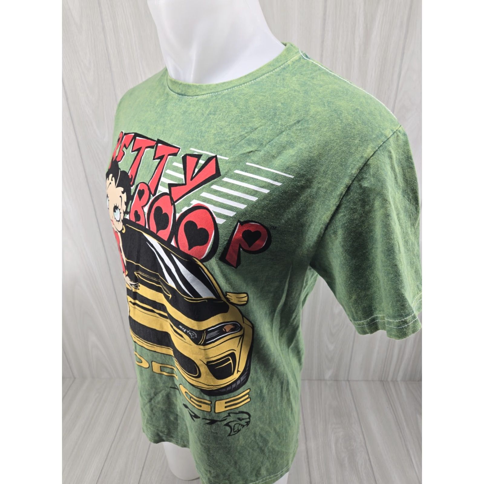 Vintage Betty Boop Dodge SRT Graphic T-Shirt Adult Medium Washed Green Cotton Size US M / EU 48-50 / 2 - 4 Thumbnail