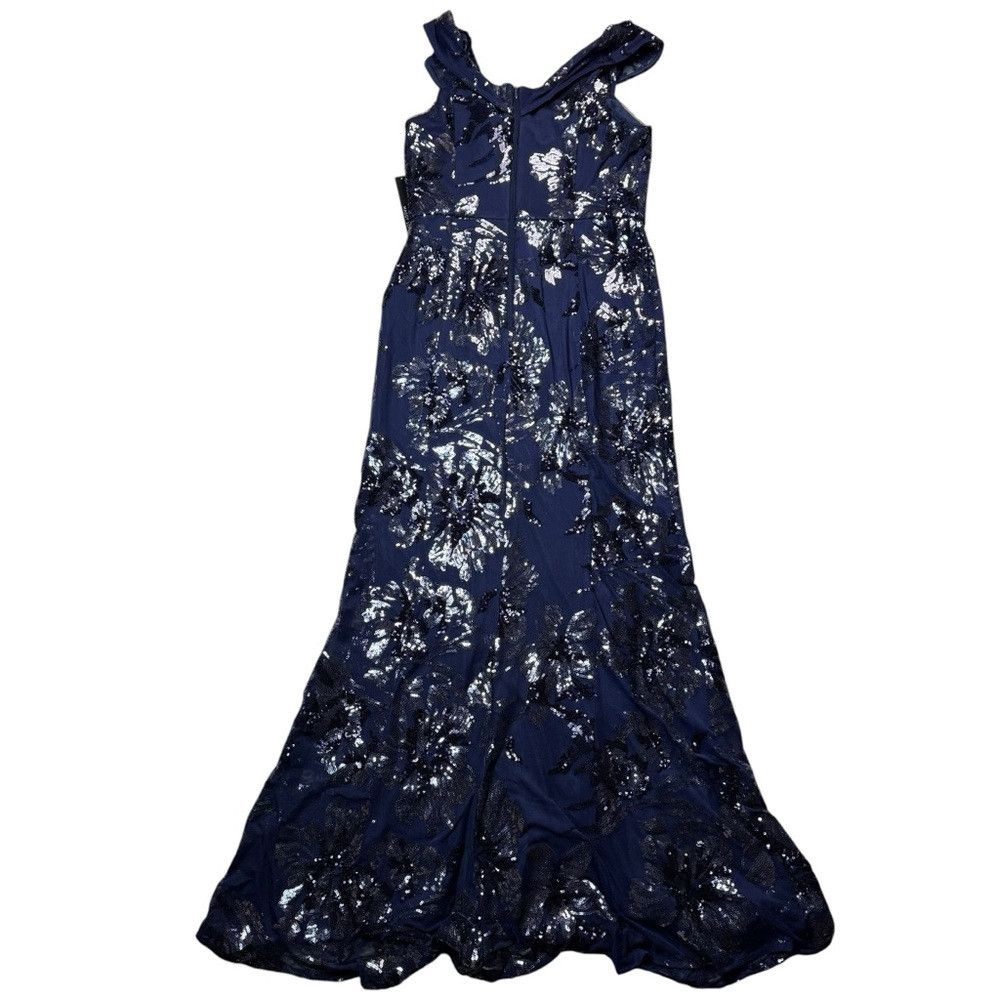 MAGGY LONDON NWT New Maggy London Long Floral Sequined Navy Evening Gown Size M / US 6-8 / IT 42-44 - 4 Thumbnail