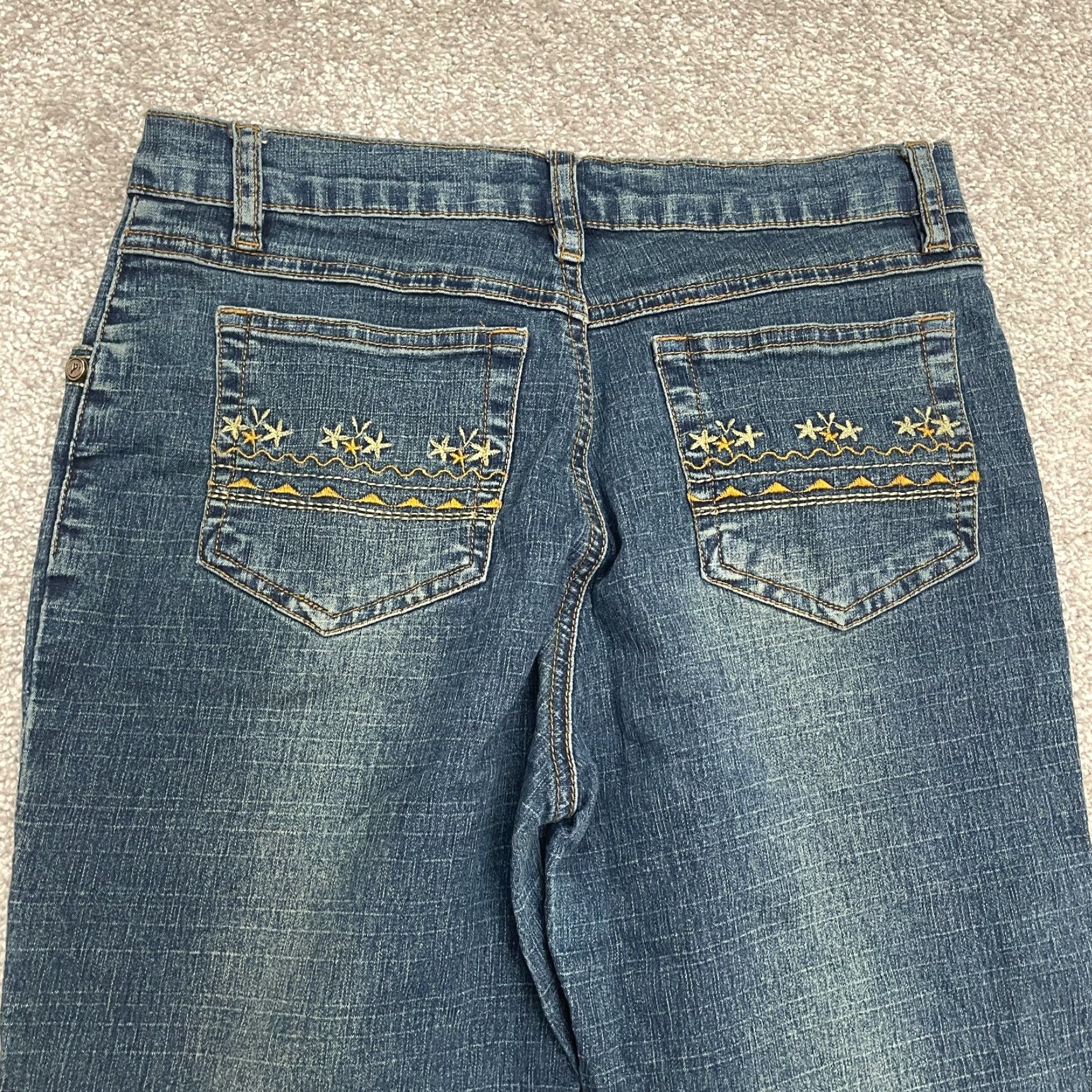 Denime GES Jeans Bootcut Denim Womens 27 Blue Mid Rise Embroidered Pockets 26x27 Casual Regular Size 5-Pocket Design USA Classic Size 27" / US 4 / IT 40 - 3 Thumbnail